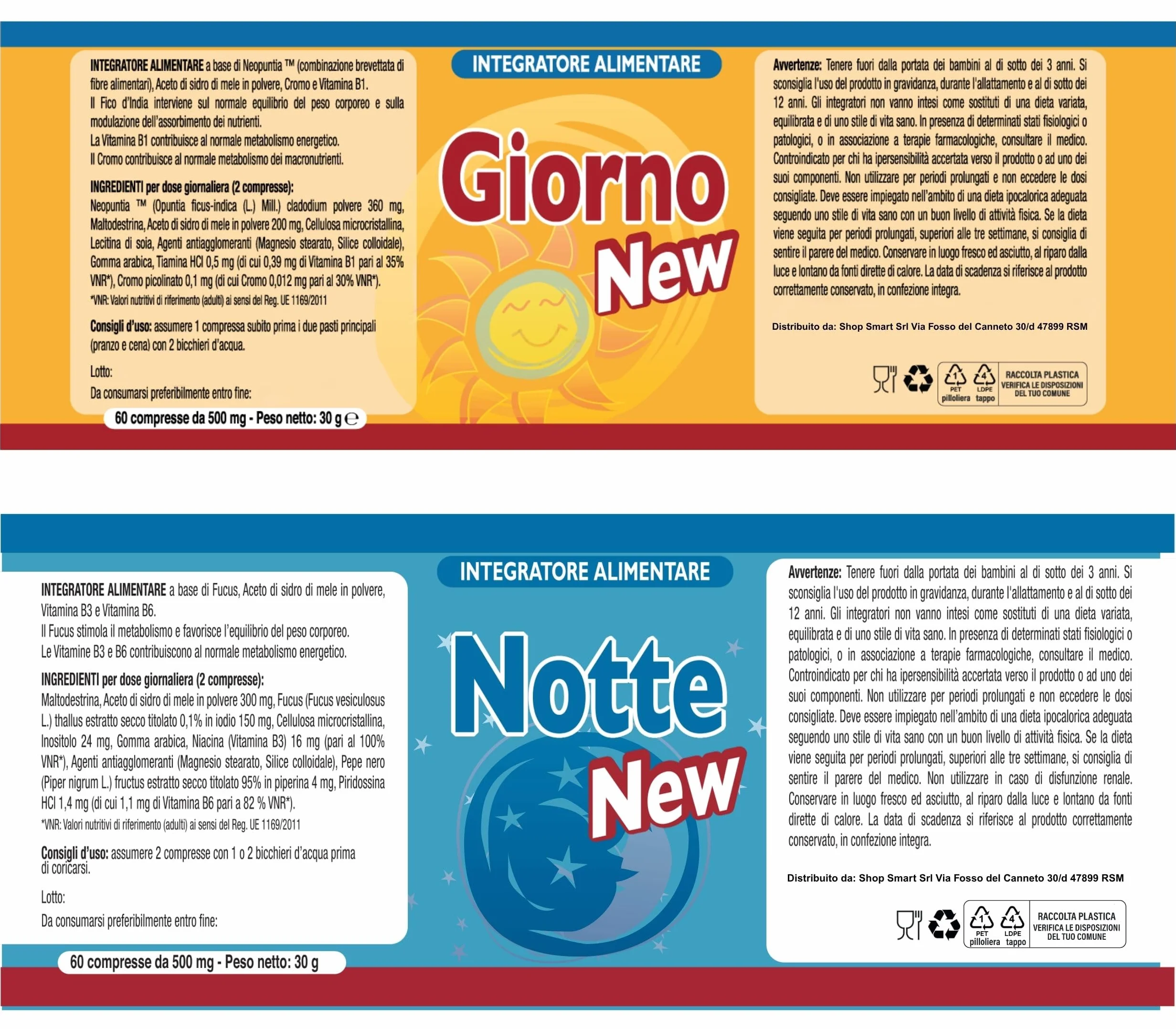 Integratore Dimagrante Giorno e Notte Forte Brucia Grassi Potente con Neopuntia® e Fucus 120 Compresse