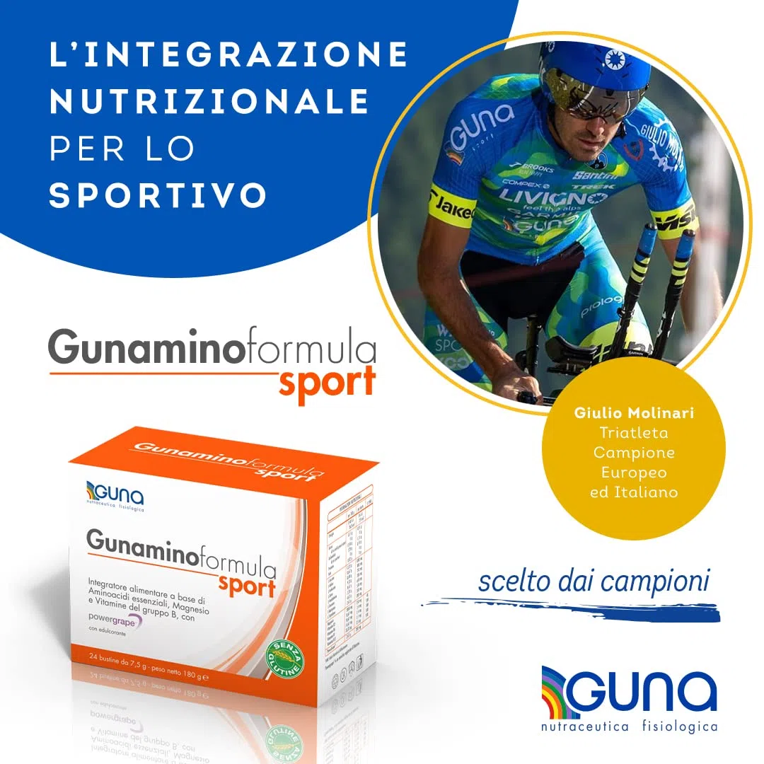 GUNA Gunaminoformula Sport 42 Bustine da 7,5g - Integratore Alimentare a Base di Aminoacidi Essenziali, Magnesio e Vitamine del Gruppo B, con Powergrape