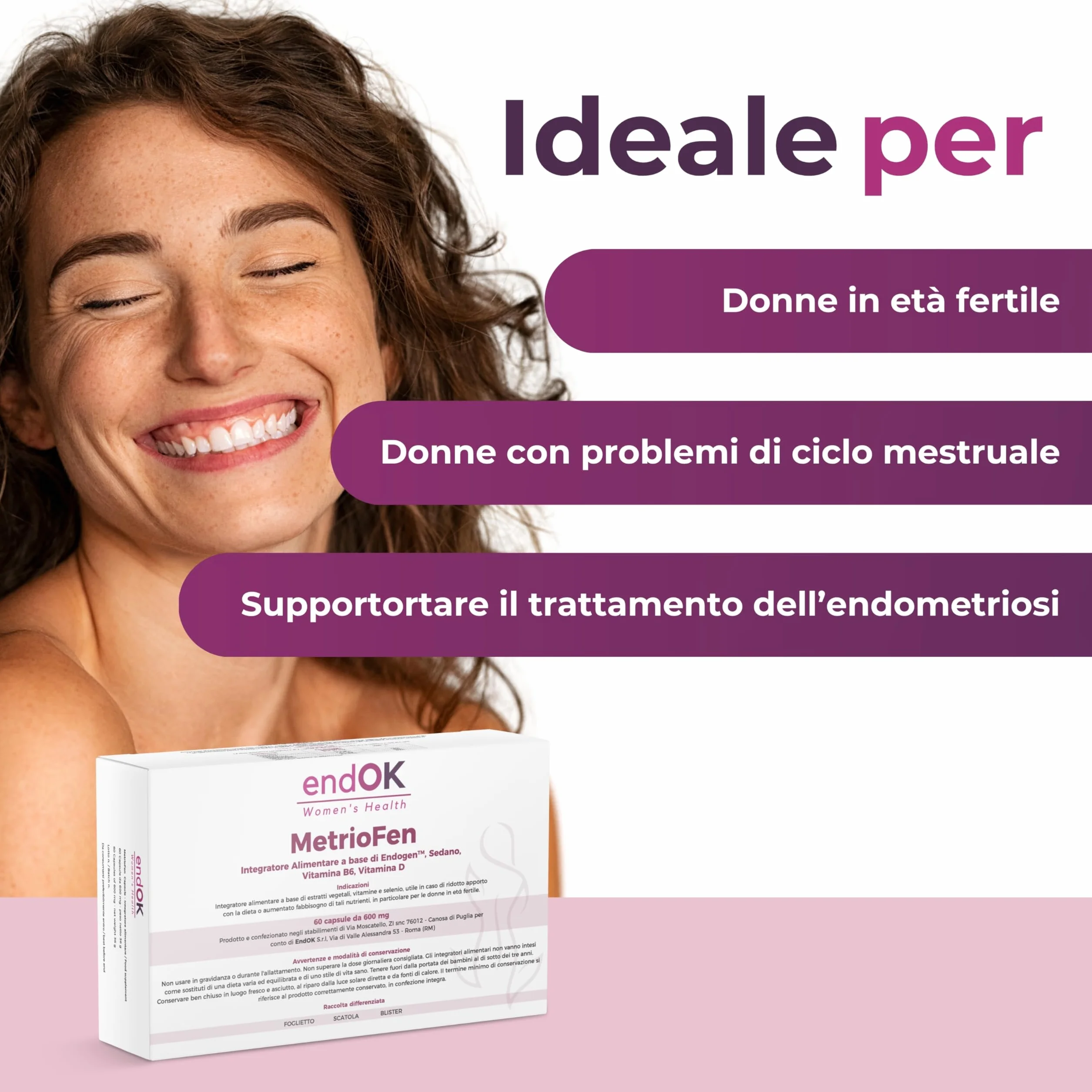 MetrioFen Integratore Equilibrio Ormonale Femminile con EndoGen Vitamina B6 D E Selenio Fertilità Ciclo Mestruale