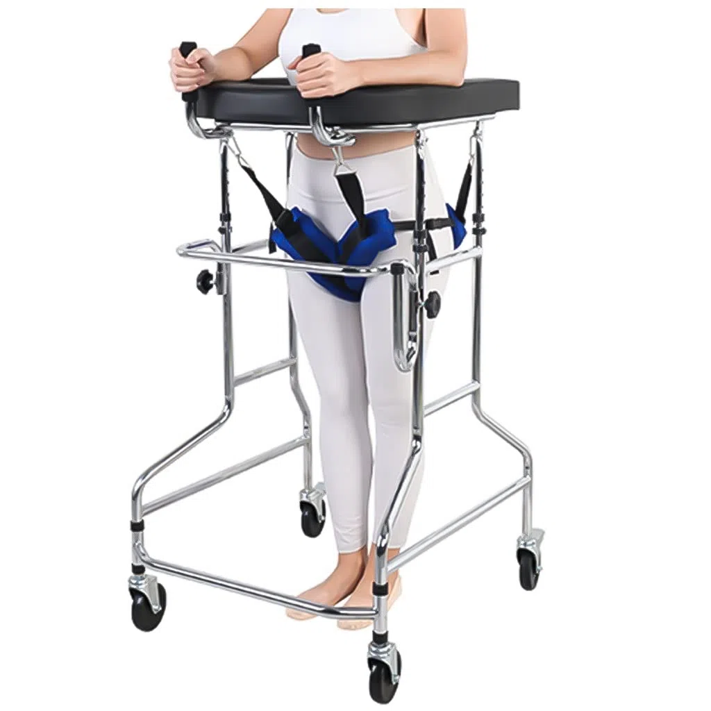 Deambulatore Verticale, Deambulatore Deambulatore per Adulti, Ausili per La Deambulazione Regolabili in Altezza per Impieghi Gravosi con 4 Ruote (S : 100-125cm-A)