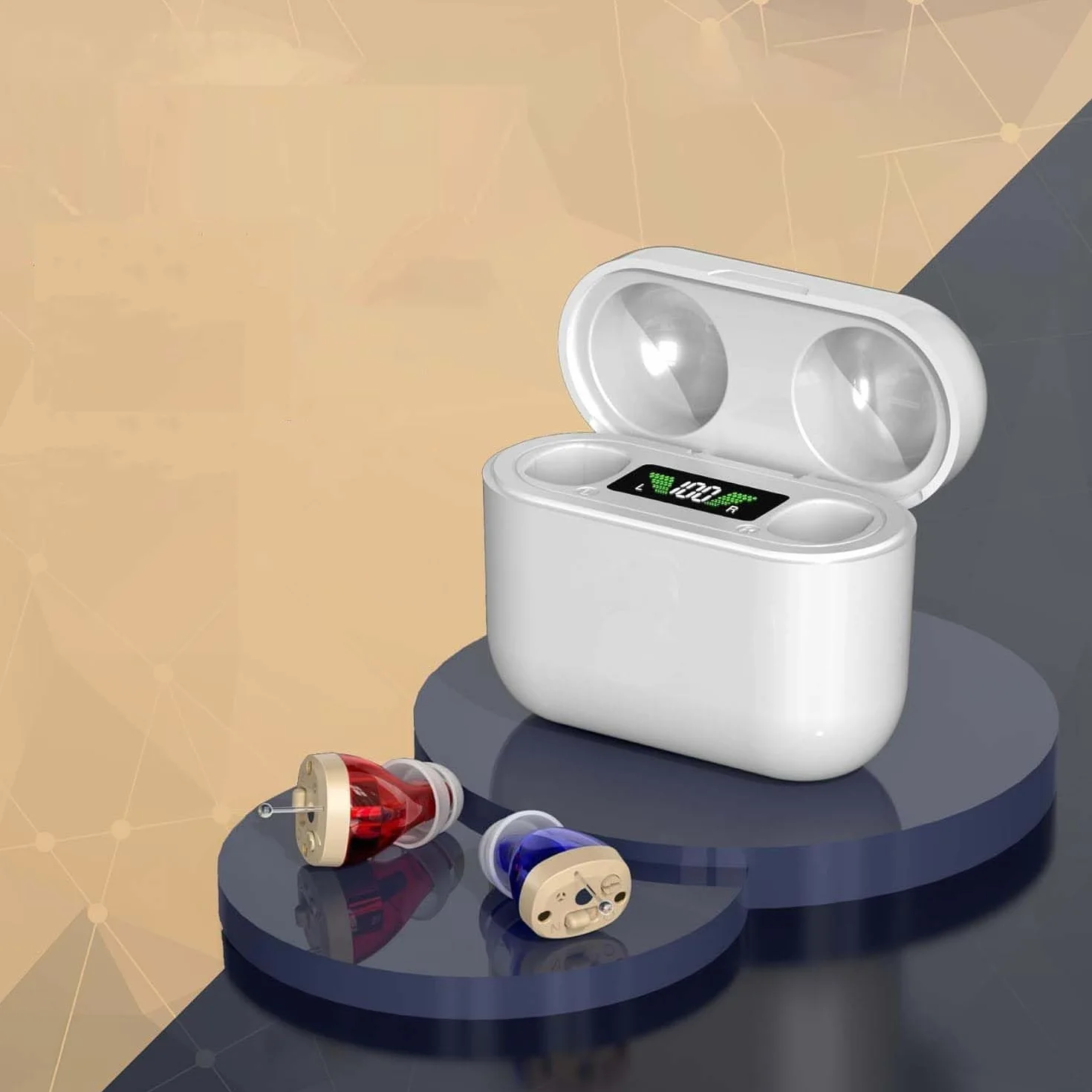 MEDca Ricaricabile per anziani - In-Ear PSAP Digital Personal Pair (CIC) con qualità superiore, riduzione intelligente, visualizzazione della potenza e durata della batteria