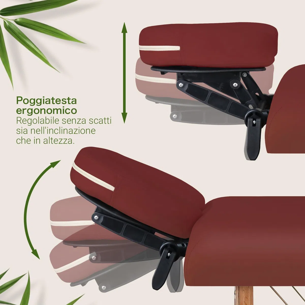 ZEN - Lettino massaggio mobile StartUp pieghevole & regolabile - tavolino massaggio legno massiccio stabile - panchina massaggio con poggiatesta, braccioli e borsa da trasporto regolabili (bordeaux)