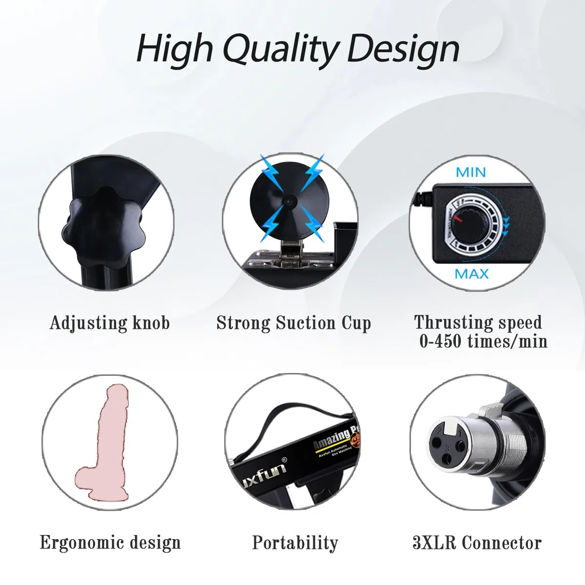 Dispositivo per macchina del sesso KlicLok per donne Macchina dell'amore a spinta automatica Dildo Adattatore per ventosa da 3,5 pollici con 3 connettori XLR Macchina a mani libere Realistico