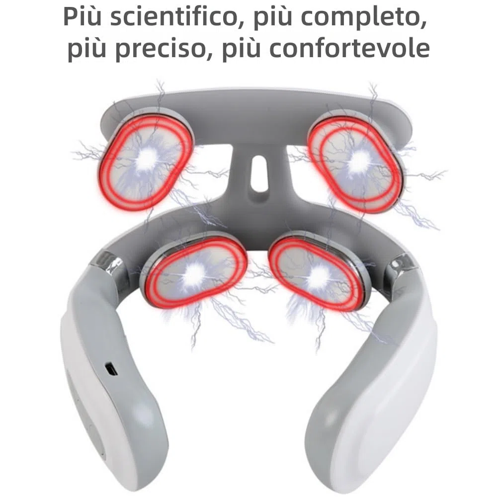 vertaline cervirest Massaggiatore Elettrico Cervicale Collo - 9 Livelli, Ricaricabile, Terapia Calore, 4 Teste, Adatto a Casa e Ufficio