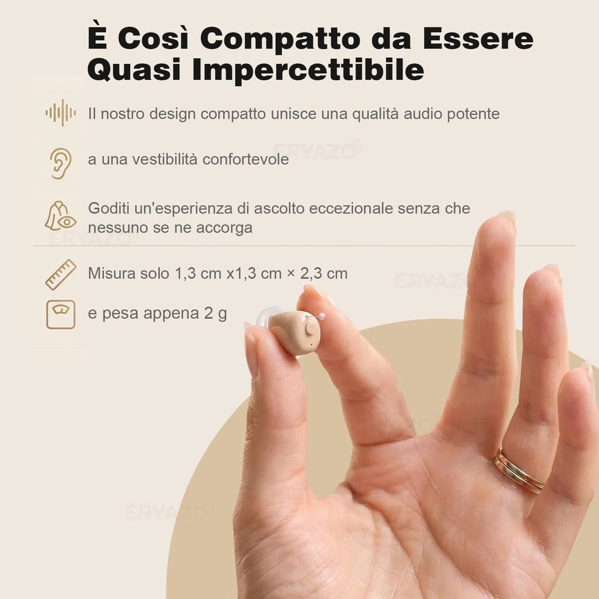 Custodia di ricarica wireless Mini Amplificatore Audio, Controllo con un Solo Tocco, Cancellazione Intelligente del Rumore, Regolazione Discreta, Batteria a Lunga Durata, Comodo e Sicuro