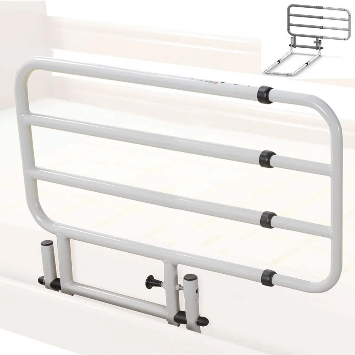 Sponda Letto Matrimoniale Universale Anticaduta, Sponda Letto Anziani e Disabili Ribaltabile e Regolabile - 67–105 cm