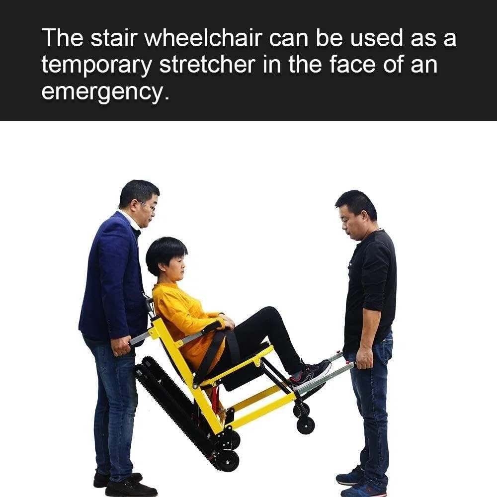 WOLWES Montascale Portatile,Carrello Elettrico per Sedia A Rotelle per Scale da Arrampicata,Montascale Elettrico,Sedia A Rotelle per Salire Le Scale,Lega di Alluminio Yellow