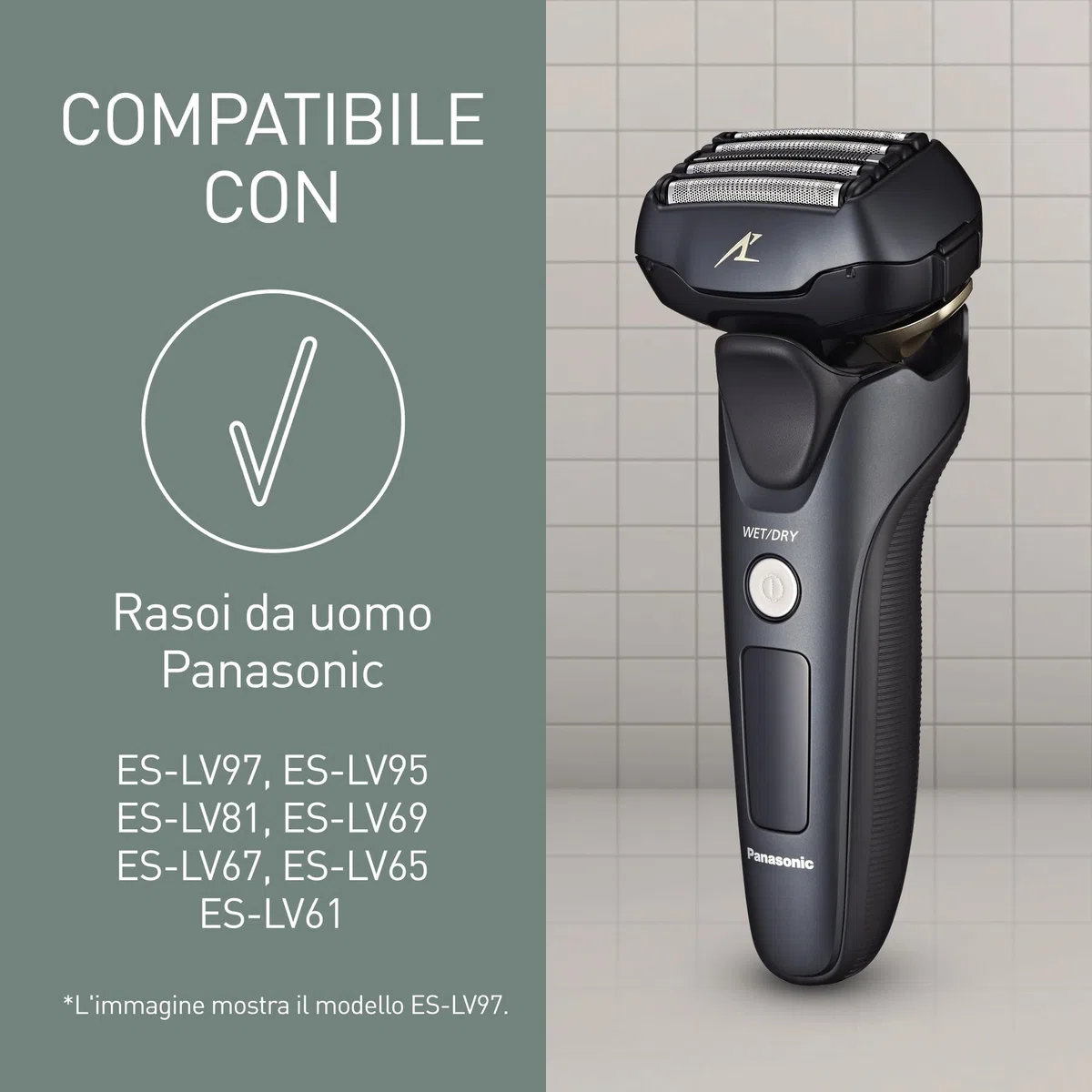 Panasonic WES9032Y1361 Lame di Ricambio per Rasoi Elettrici ES-LV97, ES-LV95, ES-LV81, ES-LV69, ES-LV67, ES-LV65 e ES-LV61, Set Combinato, Sistema a 5 Lame, Acciaio Inox Giapponese, Impermeabile