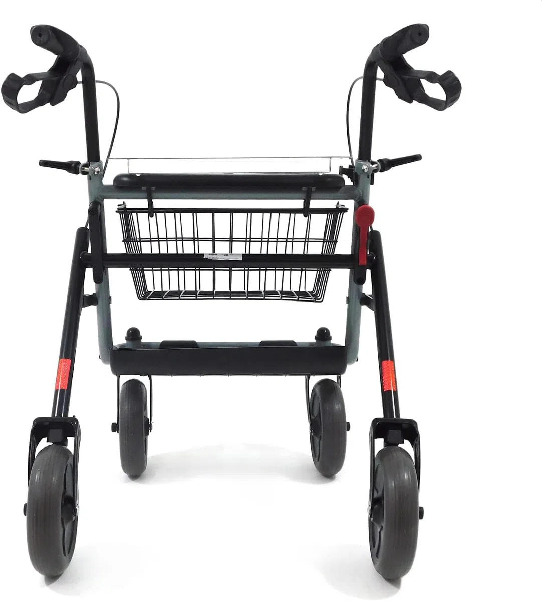Deambulatore Girello per Anziani e Disabili Pieghevole e Regolabile con 4 Ruote, Rollator con Freni di Stazionamento, Seduta e Cestino per esterni e interni, Alluminio
