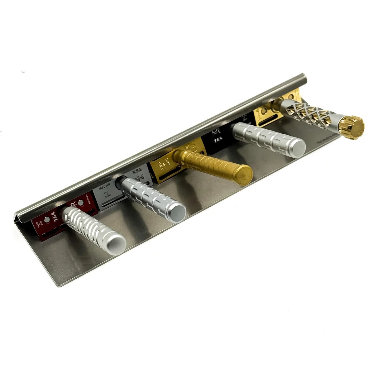 The Goodfellas' Smile Base per Rasoio di Sicurezza (5 Posti) - Acciaio Inox 304, Design Elegante e Funzionale, Supporto Robusto e Antiscivolo, Made in Italy