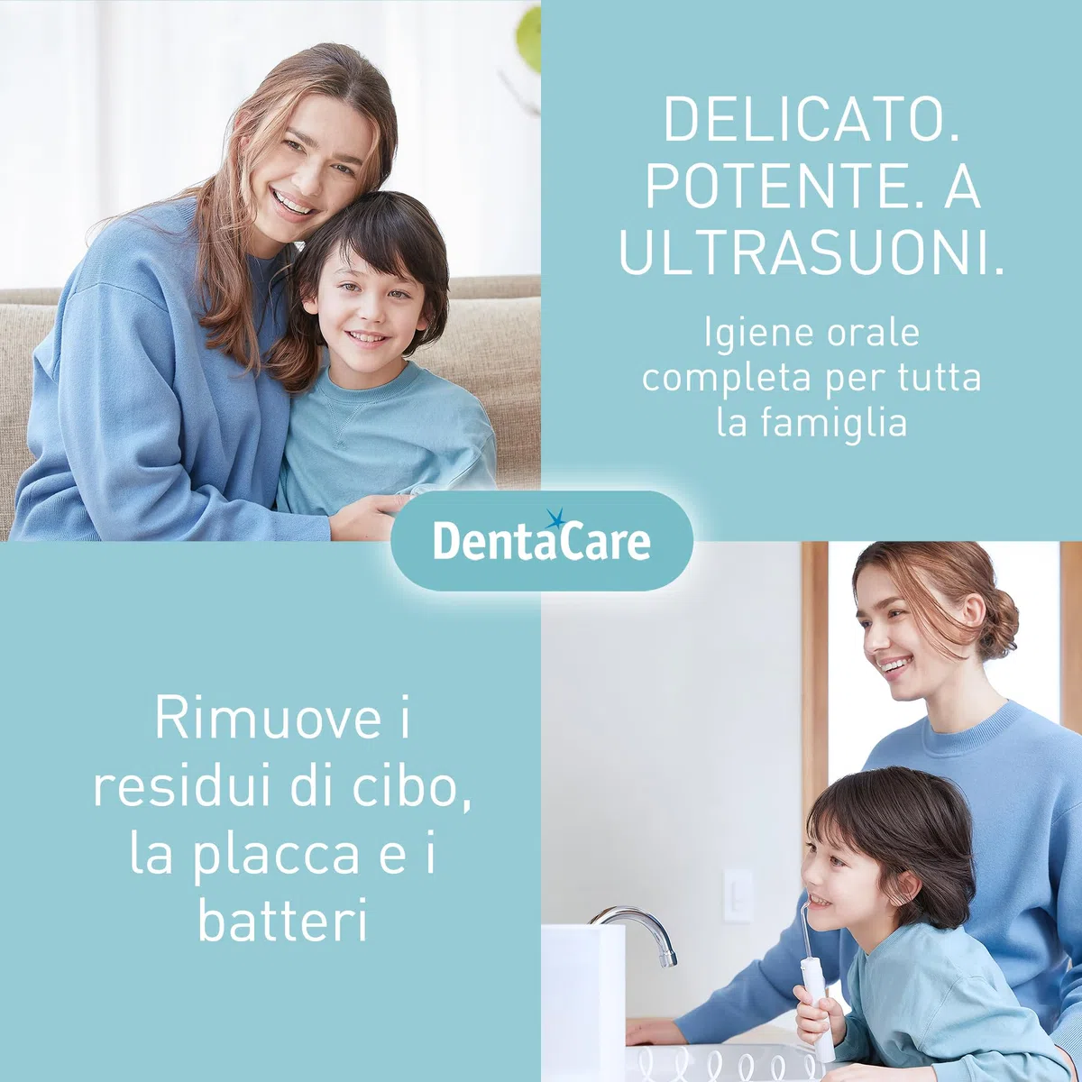 Panasonic EW1614AW503 PACK Irrigatore Orale per la Famiglia, Idropulsore per Denti, Getto Ultrasonico, Modalità Bambino, 10 Impostazioni di Pressione, IPX7, Ortodontico, 5 ugelli, Bianco
