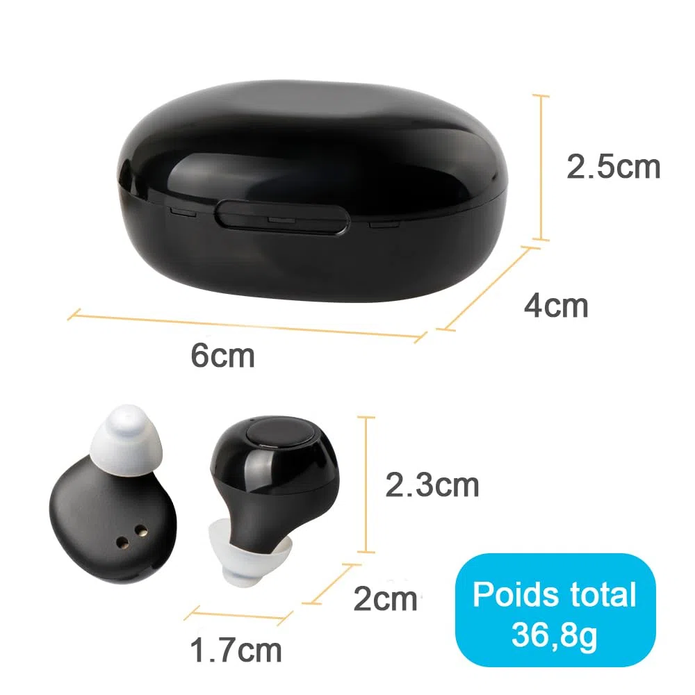 JINGHAO Amplificatore Suono Ricaricabile Amplificatore Suono Invisibile Con Portatile Cassa Di Ricarica Confezione da 2