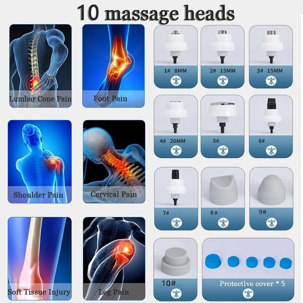 Macchina ad Onde D'urto per Disfunzione Erettile, Dispositivo terapia Focalizzate apparecchio extracorporee fisioterapia Massaggiatore con 10 Teste Per Trattamento Ed e Alleviare Dolore