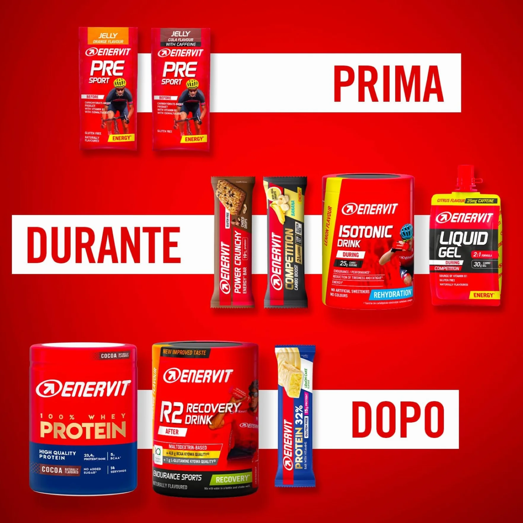 Enervit Gel Frutti Tropicali Energetico con Vitamine 20g Carboidrati 24x25ml Senza Glutine Vegan