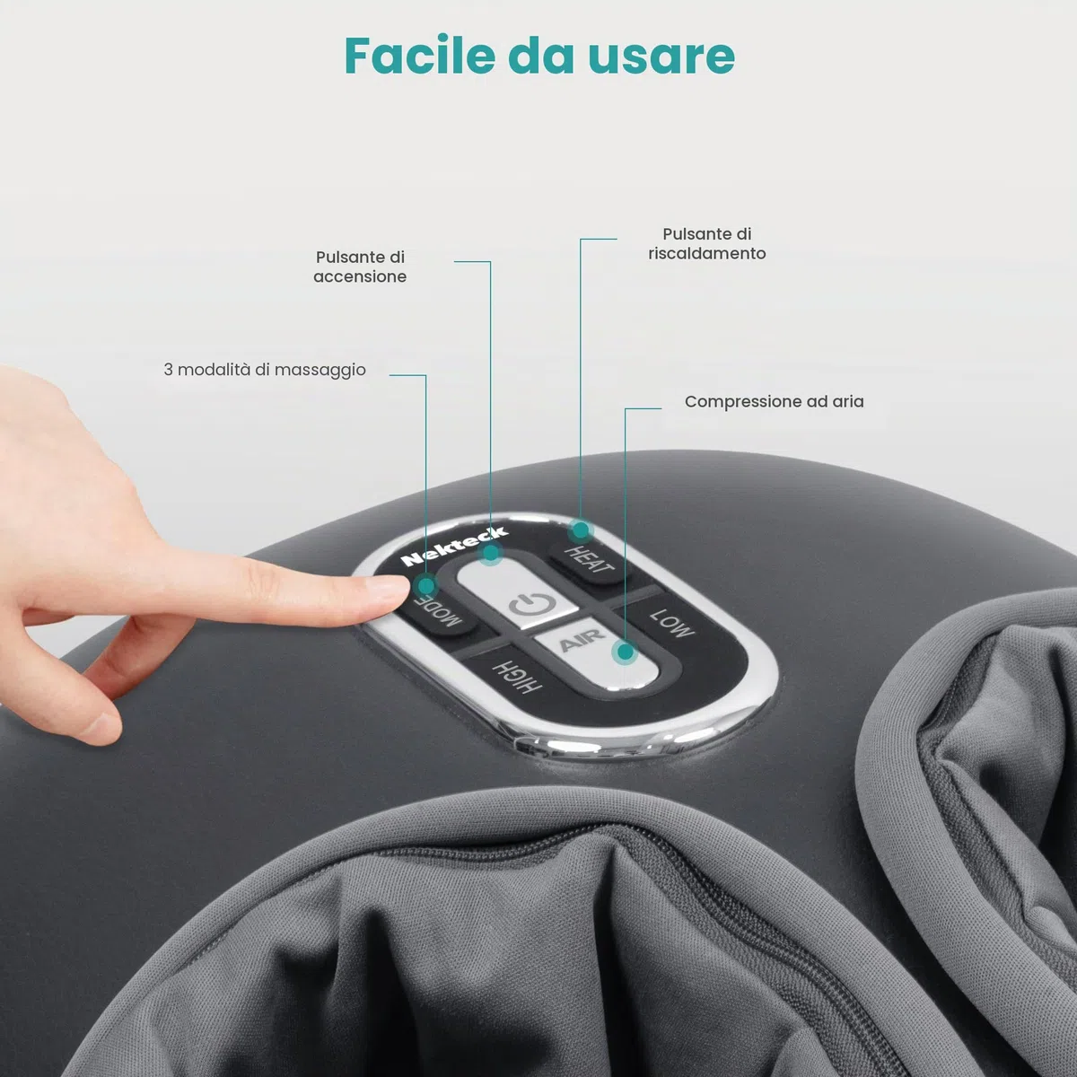 Nekteck Massaggiatore per piedi con calore, macchina per massaggio shiatsu per piedi profondo, compressione dell'aria, migliora la circolazione sanguigna e il benessere del piede (grigio scuro)