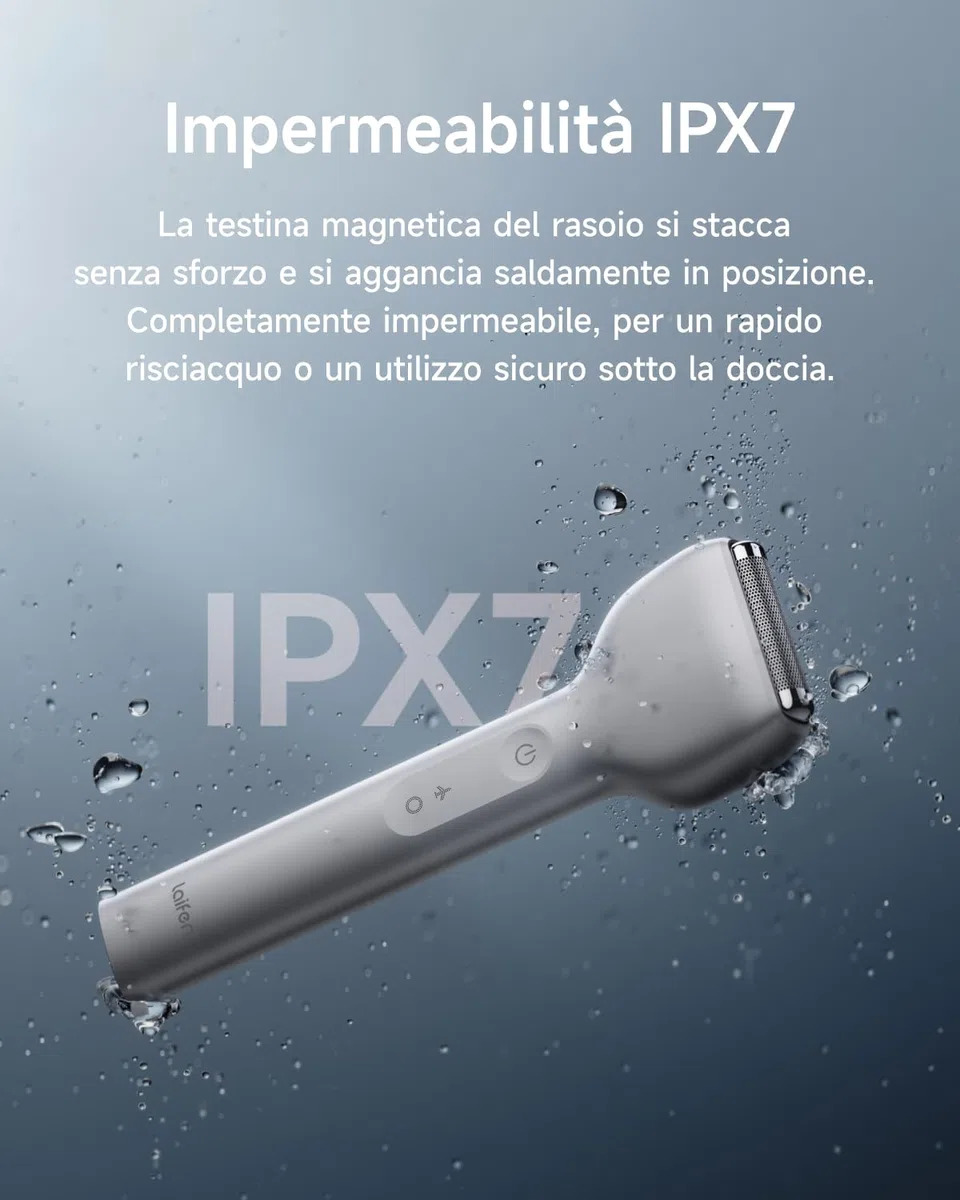 Laifen T1 Pro Rasoio Elettrico, Regolabarba Uomo con Motori ad Alta Velocità Proprietari, 12.000 tagli/min, 3 Trimmer per peli lunghi, Durata della Batteria di 120 Minuti, Impermeabilità IPX7