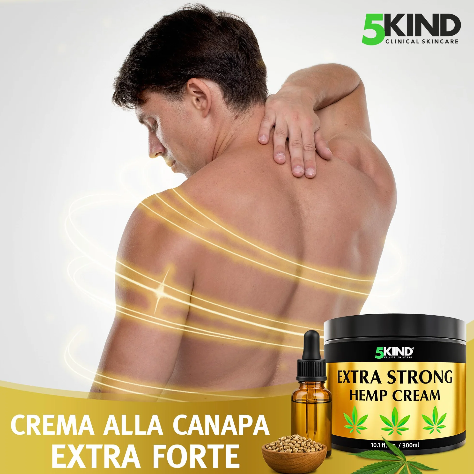 Crema alla canapa extra forte 5Kind 300 ml Ingredienti naturali per tutti i tipi di pelle