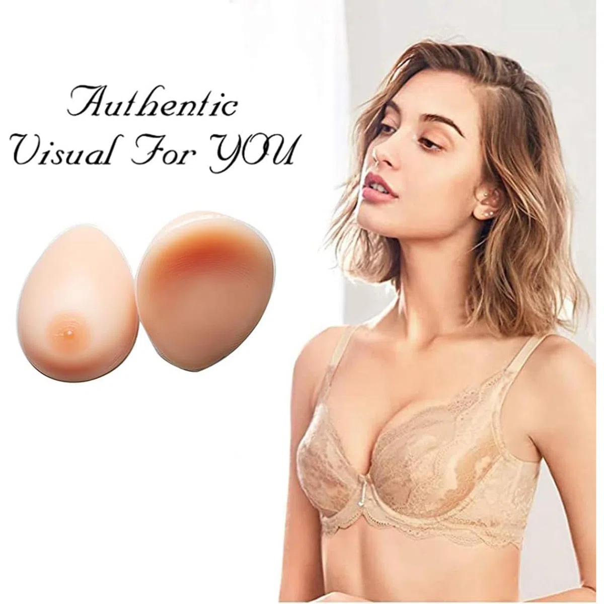 Protesi mammarie autoadesive in silicone con capezzolo realistico, protesi di miglioramento naturale for mastectomia, cosplay e travestitismo