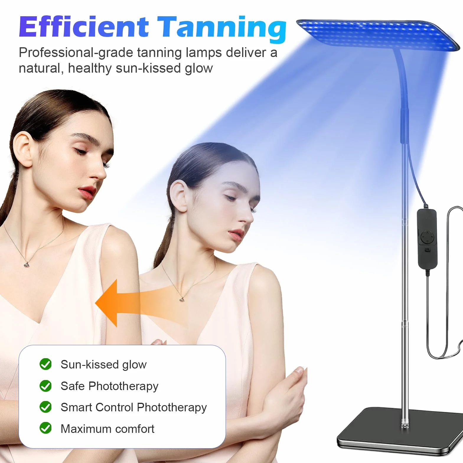 Solarium per la casa 460NM 490NM lampada abbronzante 25W luce blu supporto metallo regolabile timer 126 LED