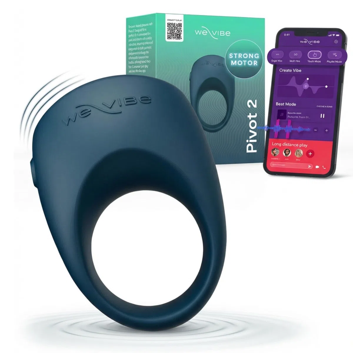 We-Vibe Pivot 2 Anello vibrante per il pene - Anello fallico 52mm - Stimolazione perineo & Clitoride - Controllo App a distanza - 10+ modi di vibrazione - Impermeabile - Sex Toys per uomo e coppie