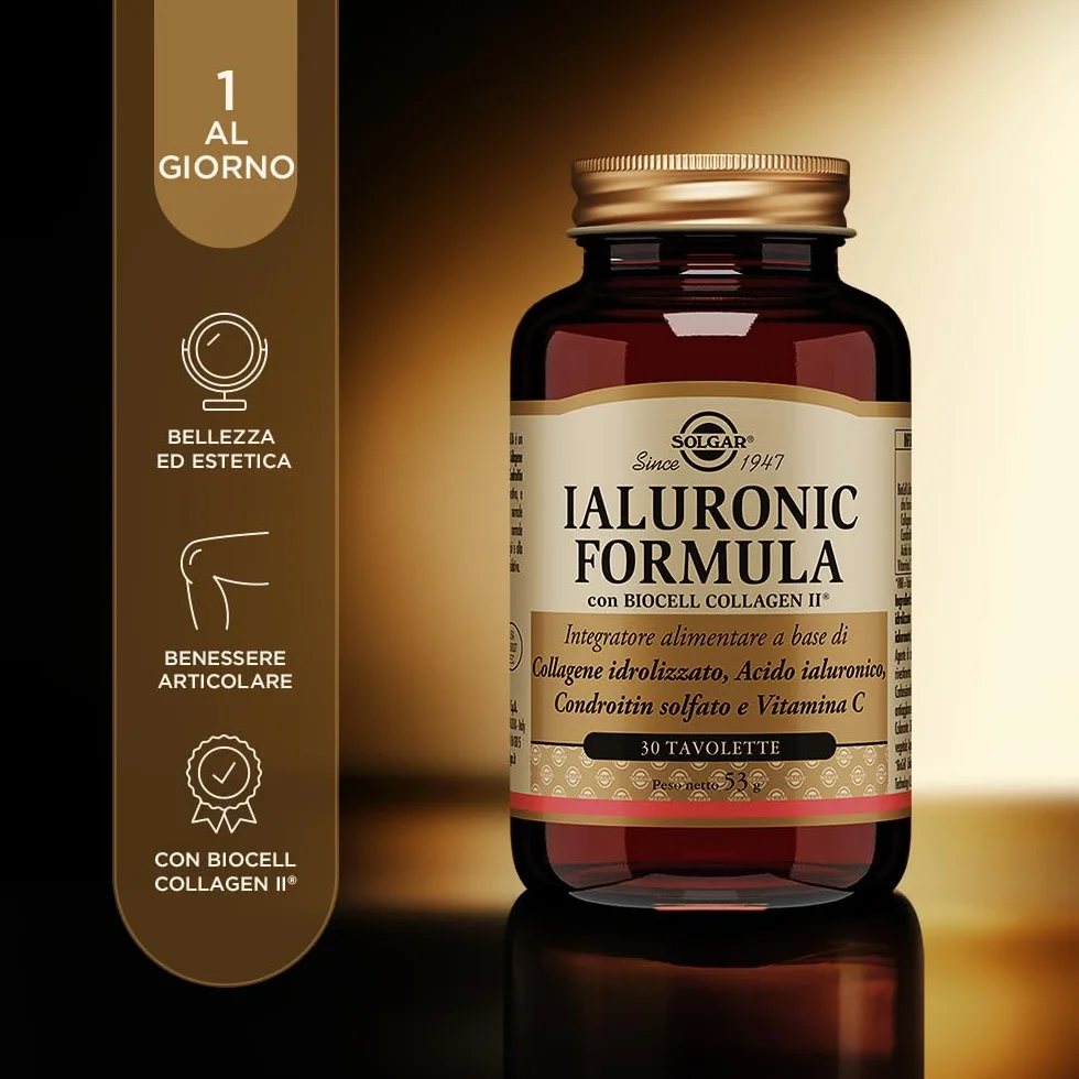 Solgar Ialuronic Formula 30 tavolette Integratore collagene idrolizzato condroitin solfato acido ialuronico