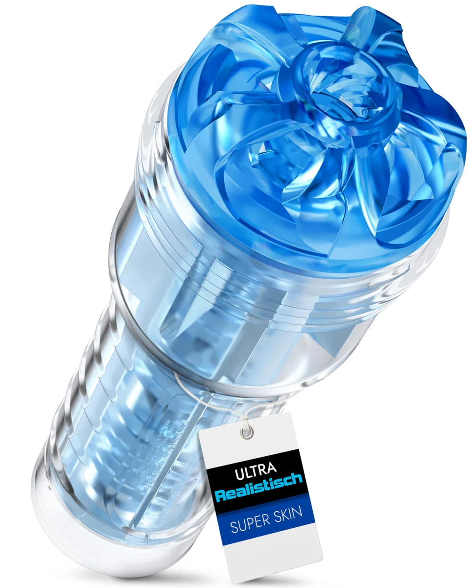 Fleshlight Turbo Thrust Blue Ice - masturbatore SuperSkin discreto, sex toy estremamente realistico