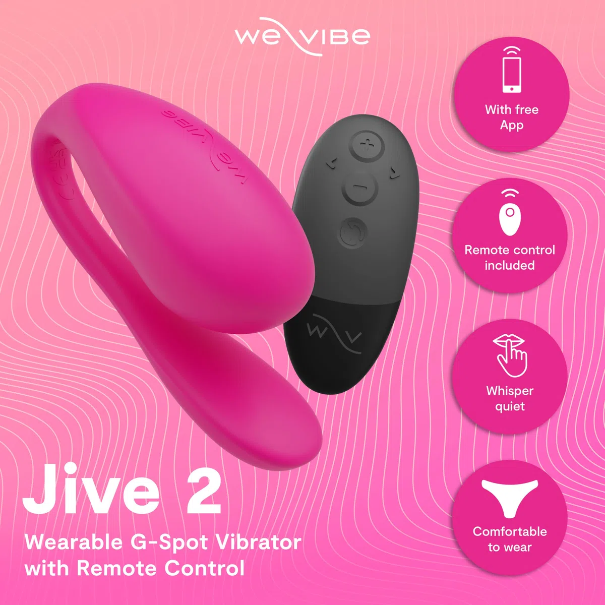 We-Vibe Jive 2 Vibratore per il Punto G Indossabile - Uovo Vibrante - Sex Toy Vibrante per Donna y Coppie con 10 Livelli di Intensità - Controllo via App e Telecomando - Impermeabile - Ricaricabile