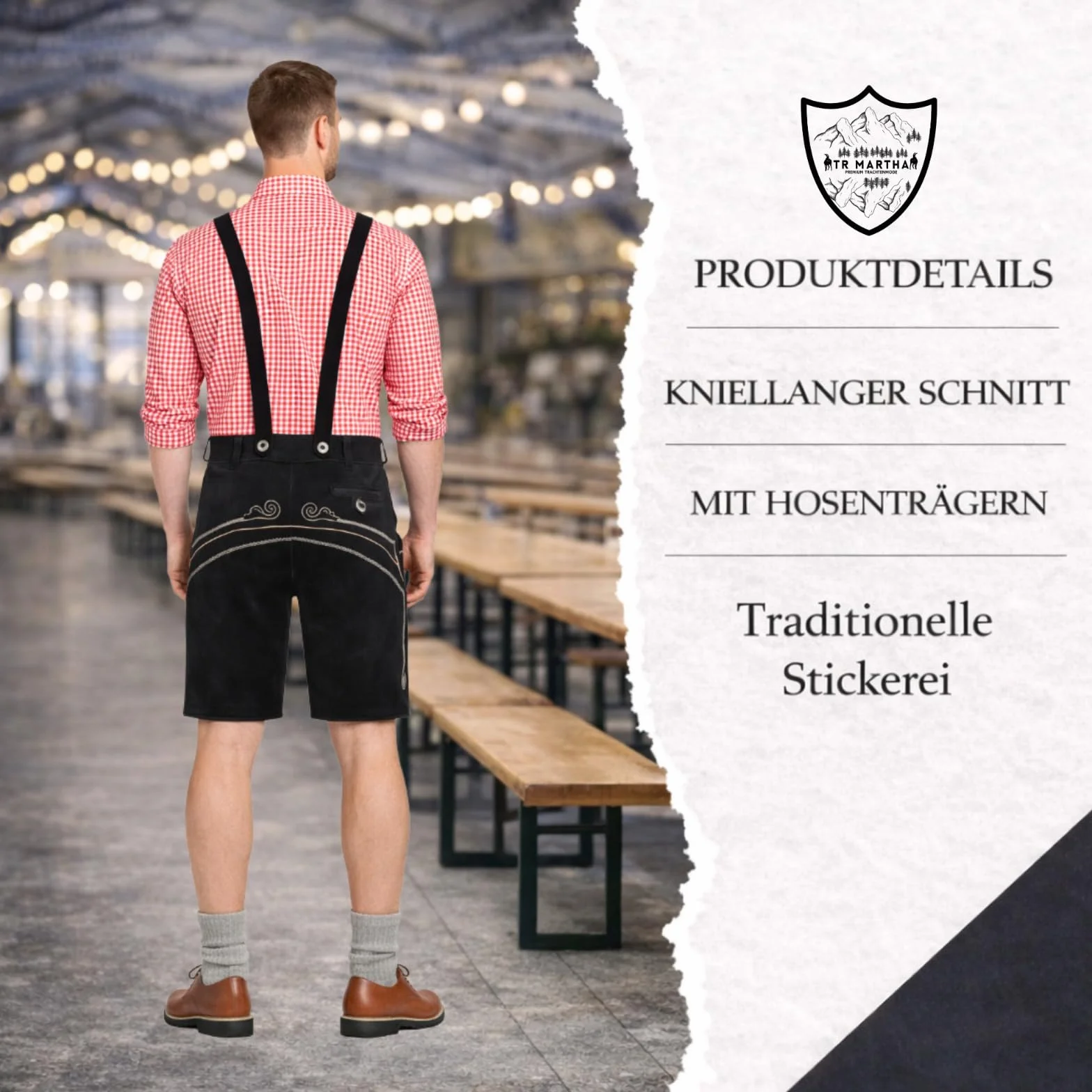 Pantaloni in pelle Oktoberfest Lederhosen uomo marrone scuro taglia 46-60