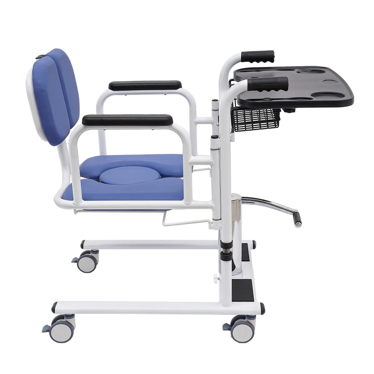 Sollevatore idraulico per pazienti Sedia di trasferimento, 150 kg (330 lbs). Sedia a rotelle di trasporto multifunzionale per anziani idraulica regolabile in altezza Sedia da doccia Sedia elevatrice