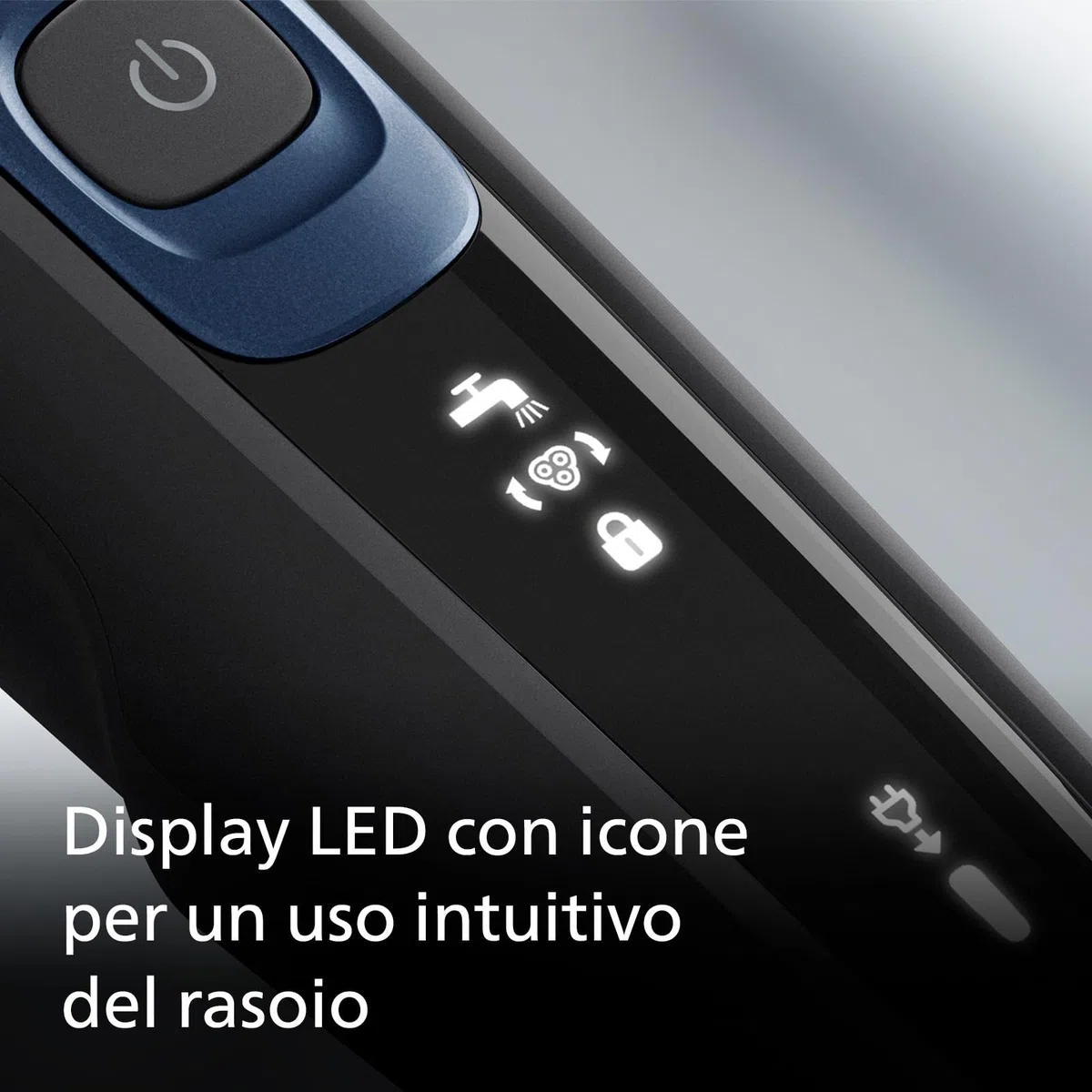 Rasoio elettrico Philips serie 5000 - Rasoio elettrico da uomo Wet & Dry in blu metallizzato con rifinitore di precisione e custodia da viaggio morbida (modello S5465/18)