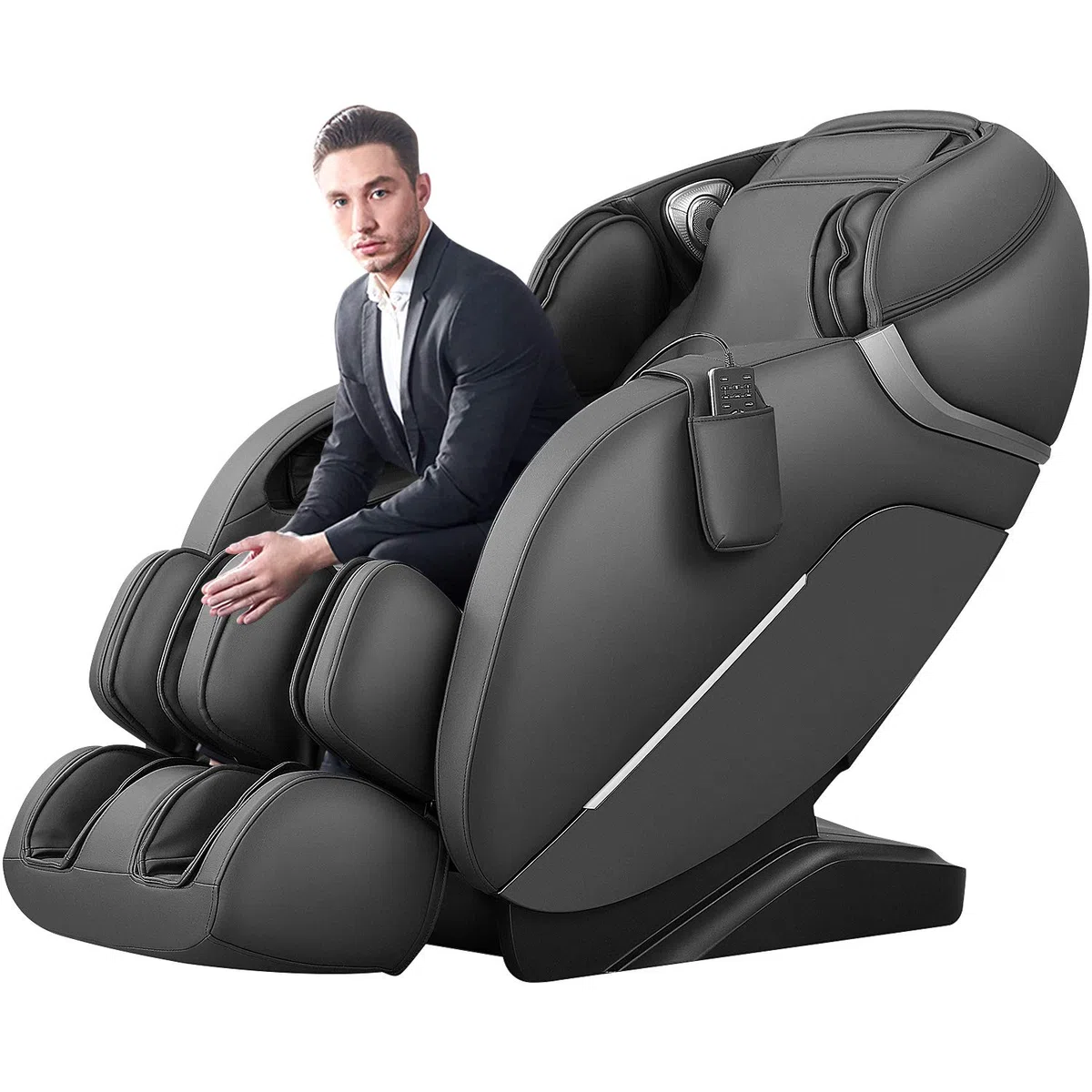 Poltrona Massaggiante per Tutto il Corpo, Poltrona da Massaggio Shiatsu Reclinabile a Gravità Zero, Binario SL, 12 Modalità di Massaggio Automatiche, Terapia di Calore, Rulli per i Piedi