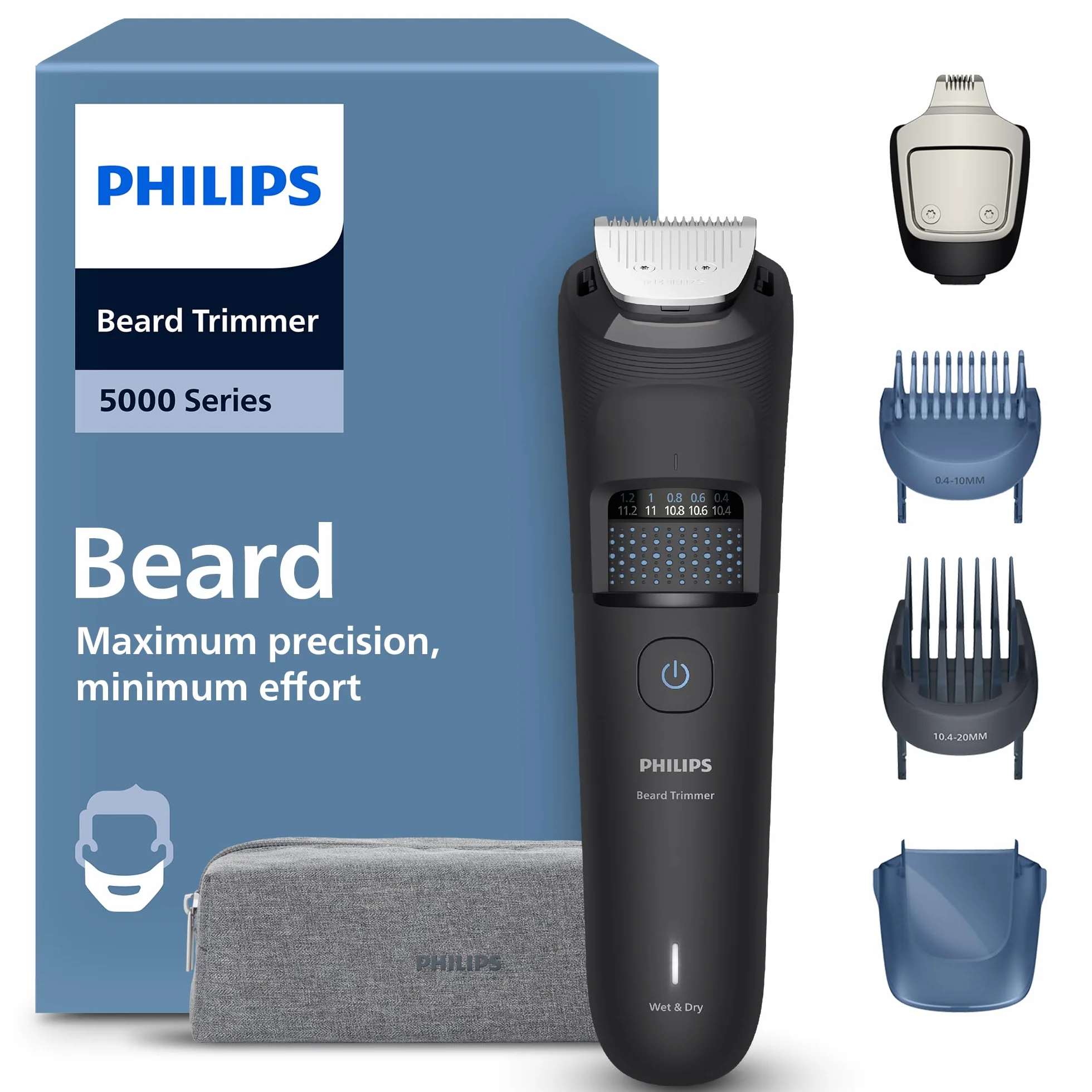 Philips Serie 5000 Regolabarba BT5765/15, Lame in Metallo Autoaffilanti, 40 Impostazioni Lunghezza, BeardSense, Impermeabile