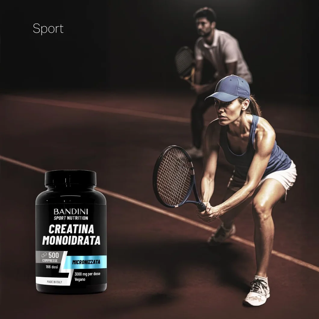 Bandini Creatina Monoidrata 500 Compresse 3000mg per dose Integratore Allenamento Pre Workout Vegan