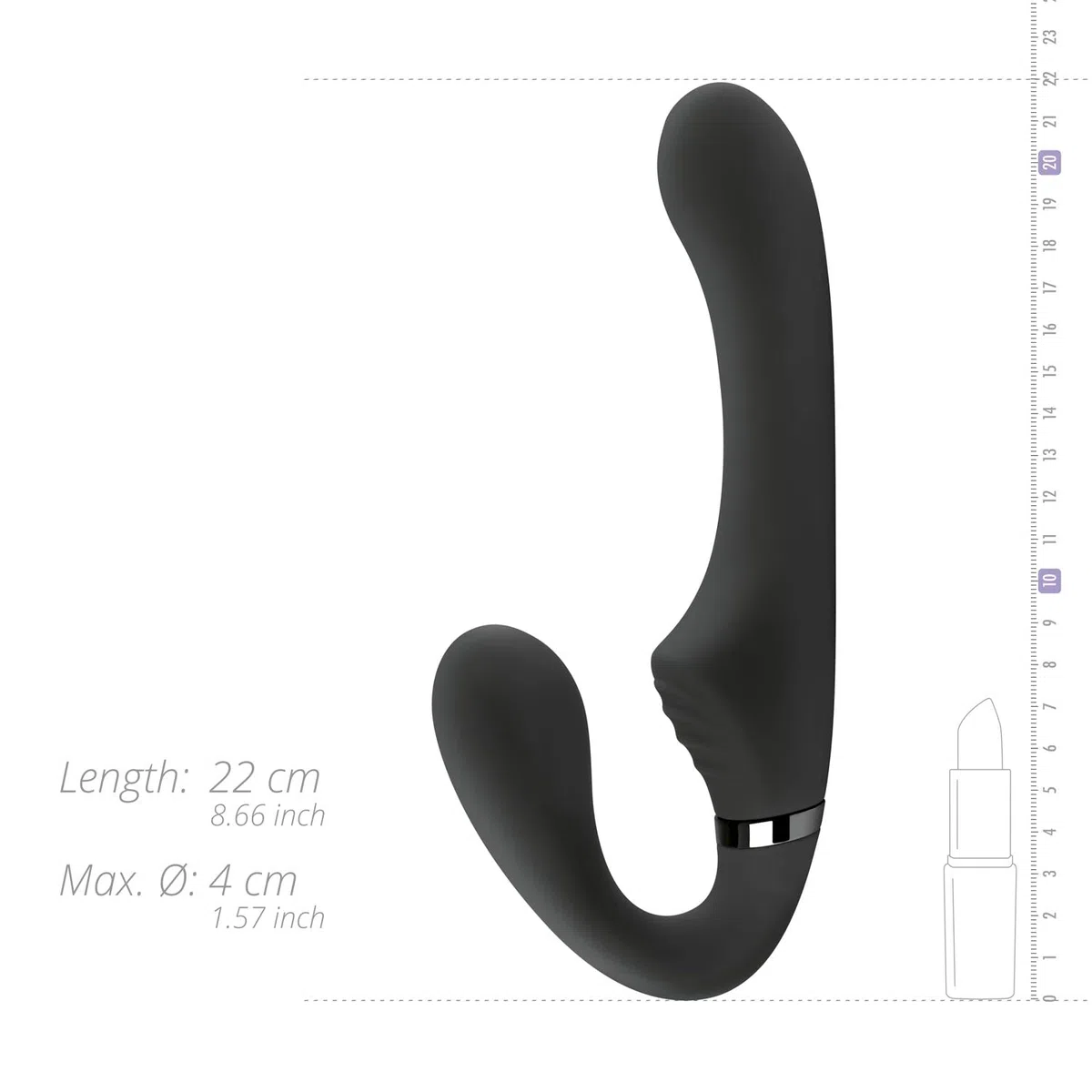 No-parti - Avery senza spalline Strapon Vibrazione Dildo 22 cm - Nero