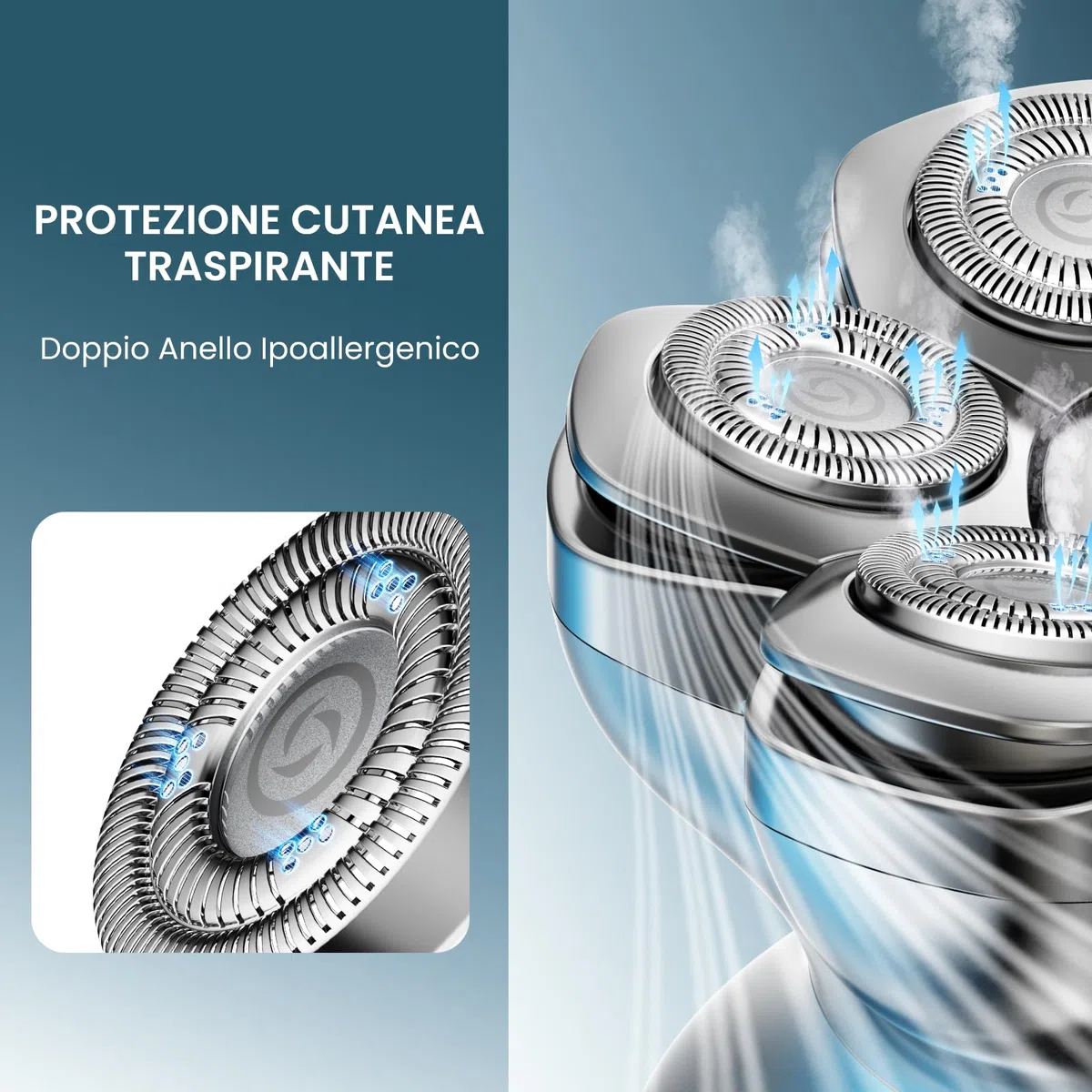 MAXGROOM PRO 7D Rasoio Testa Calva 2 Velocità, Rasoio Elettrico Capelli Uomo Rasa Capelli Uomo a Zero Assoluto, Shaver Capelli, Regalo per Papà e Marito (Argento)