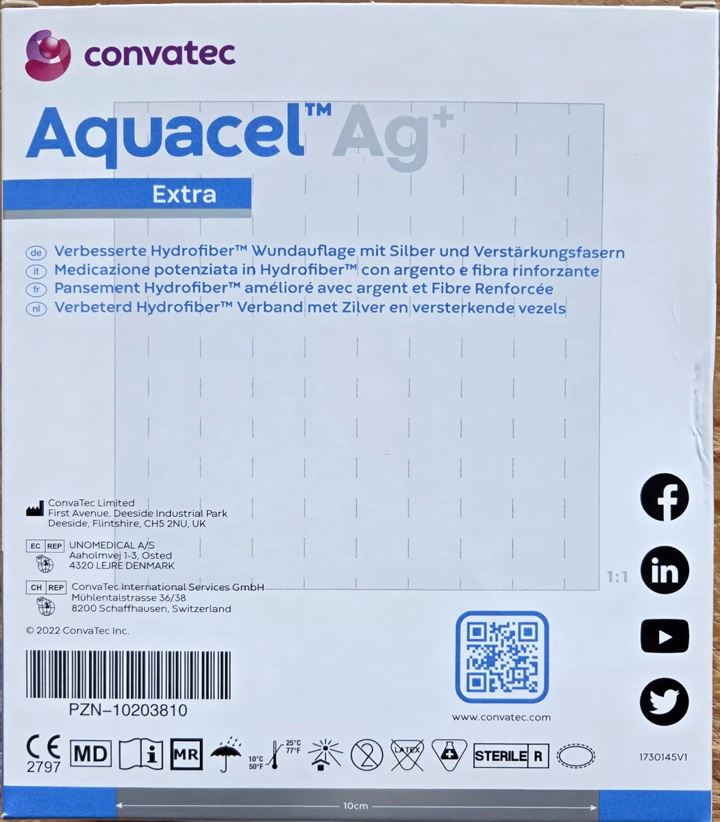 ConvaTec (Germany) GmbH AQUACEL Ag + Extra 10 x 10 cm impacchi 10 St
