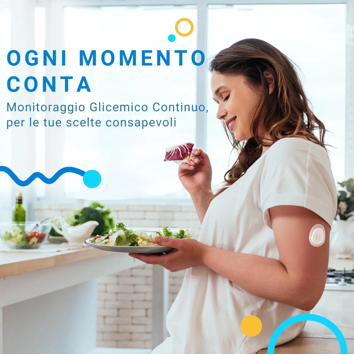 Connect Sistema di Monitoraggio Continuo del Glucosio – Trasmettitore e 1 Sensori (14 Giorni) | Glucometro Senza Puntura con Avvisi Intelligenti e Condivisione Dati