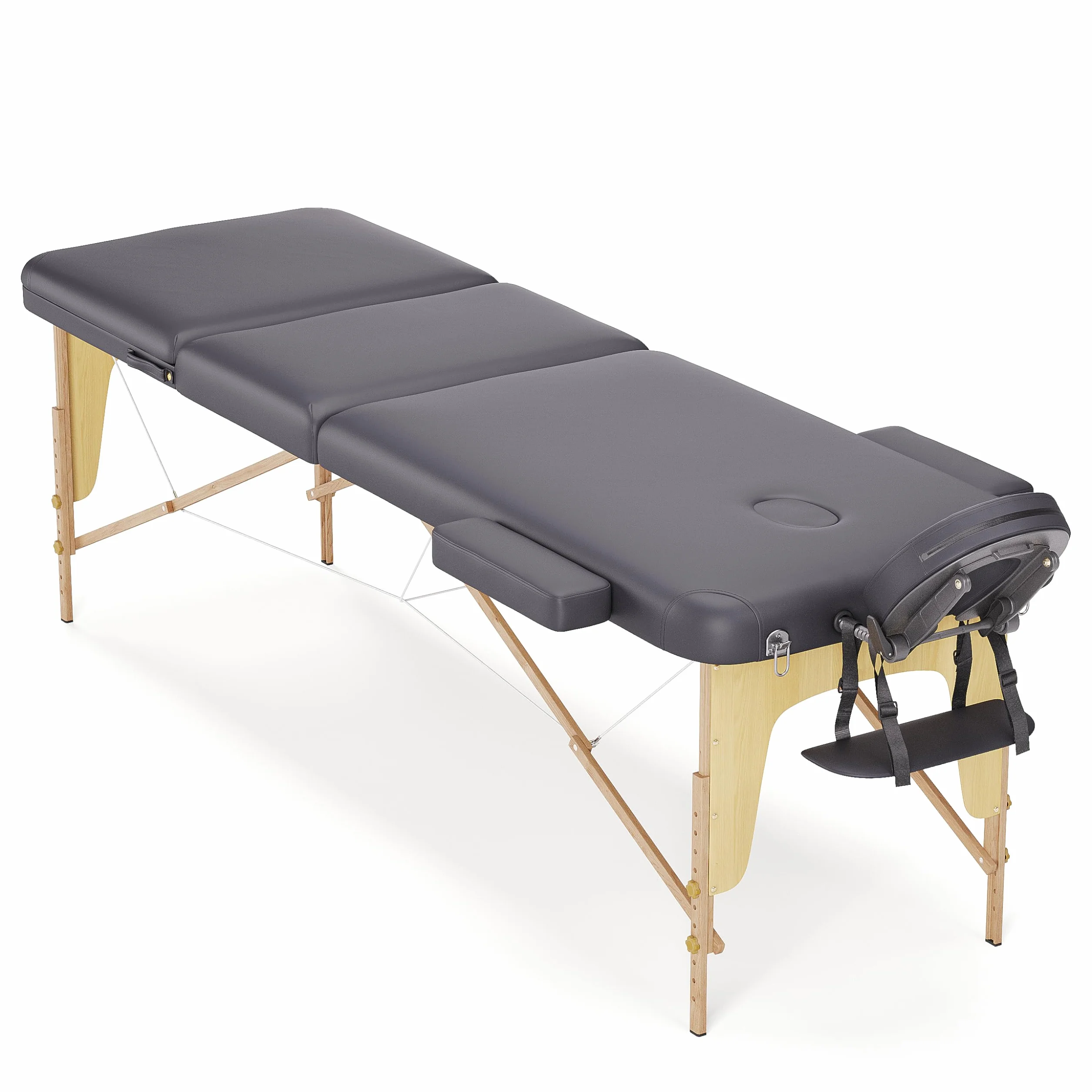 Beltom Lettino Massaggio Smart 3 Zone in Legno 180x56 cm Nero