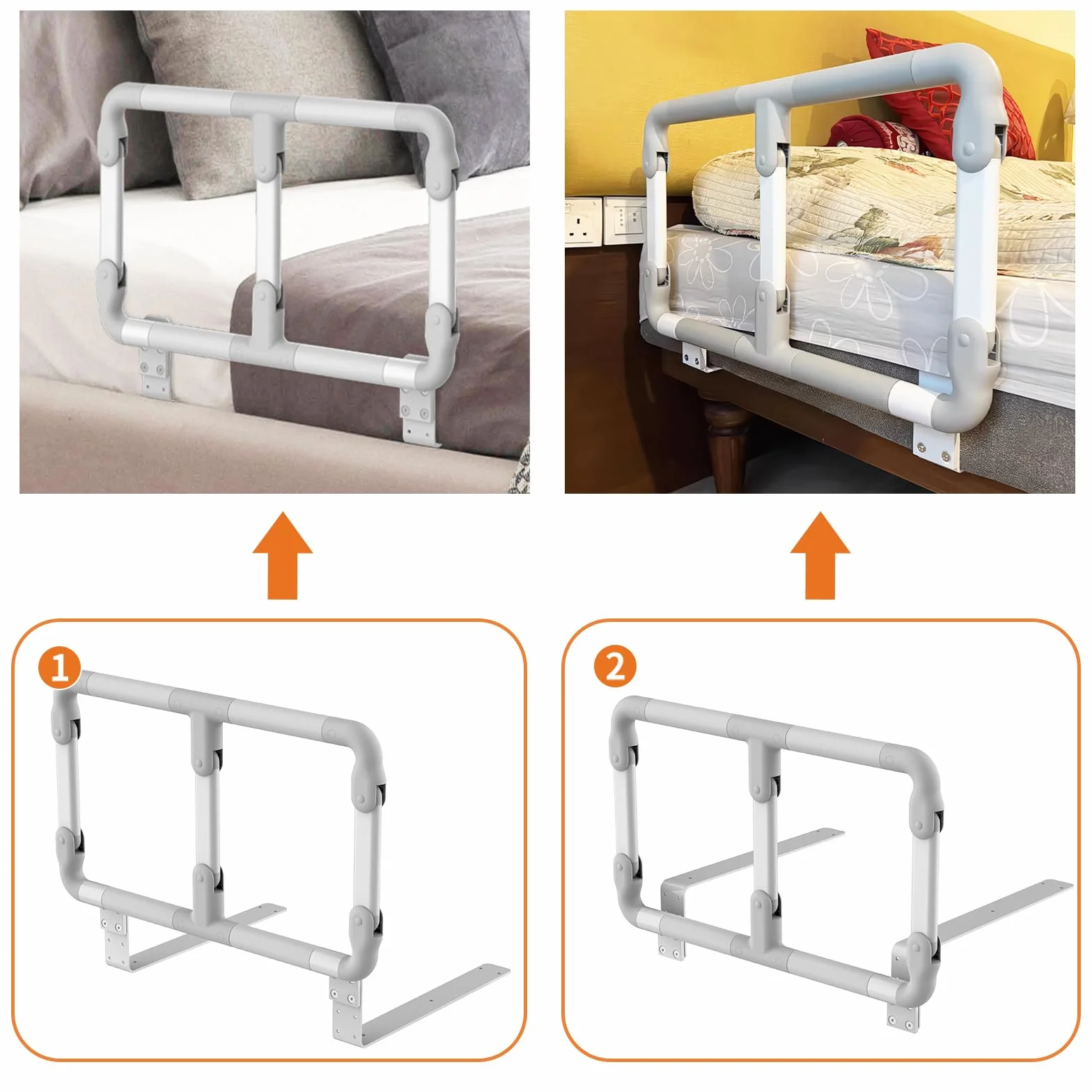 Sponda Letto Anziani Pieghevole Anticaduta | Barriera di Sicurezza Regolabile | Supporto Flessibile per Sedersi/Alzarsi | Adatta Anziani, Disabili
