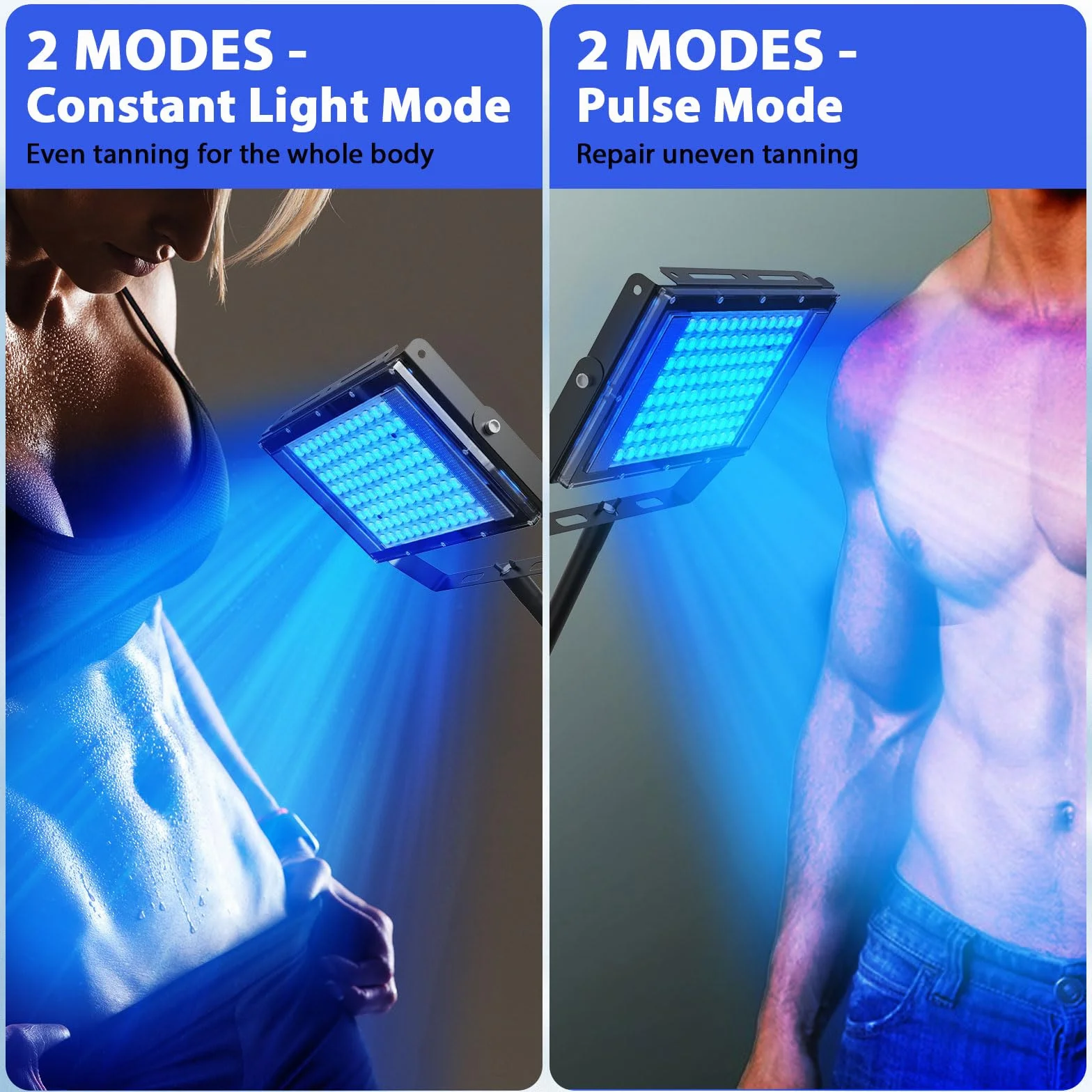 Lampada abbronzante per casa 460 & 480 NM luce blu terapia Solarium 2 modalità costante+pulsante 5 livelli di luminosità