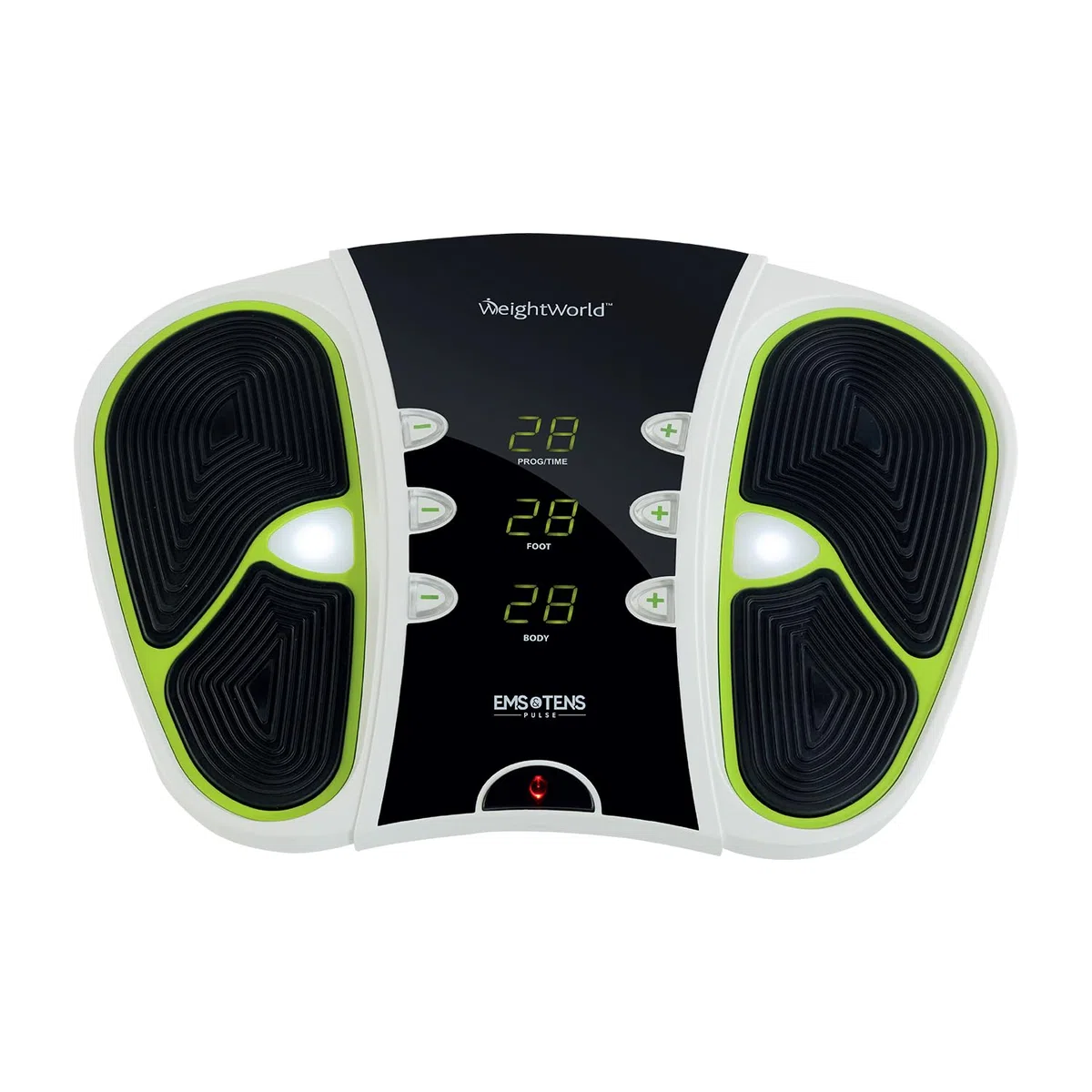 Massaggiatore con Tecnologia TENS ed EMS, Elettrostimolatore a Impulsi Elettrici per 30 Miniuti di Utilizzo, Massaggiatore Plantare con Telecomando, 4 Elettrodi TENS ed EMS e Custodia, Certificato CE