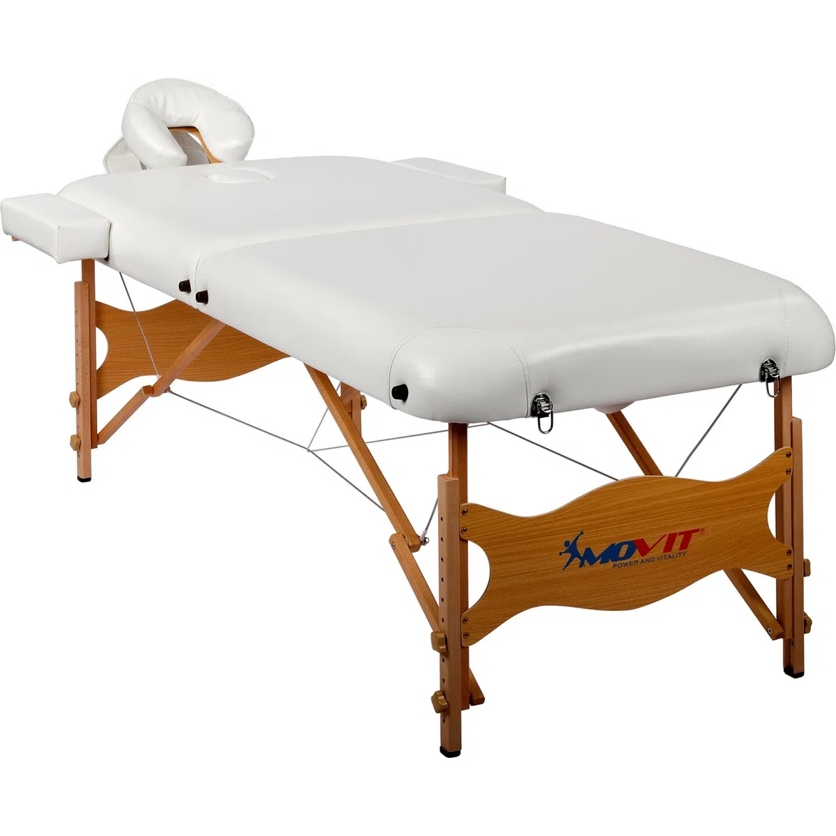 MOVIT Deluxe Lettino da massaggio incl. borsa, larghezza XXL 80 cm, imbottitura 8 cm, struttura in legno massiccio, colore a scelta, testato per sostanze nocive, bianco