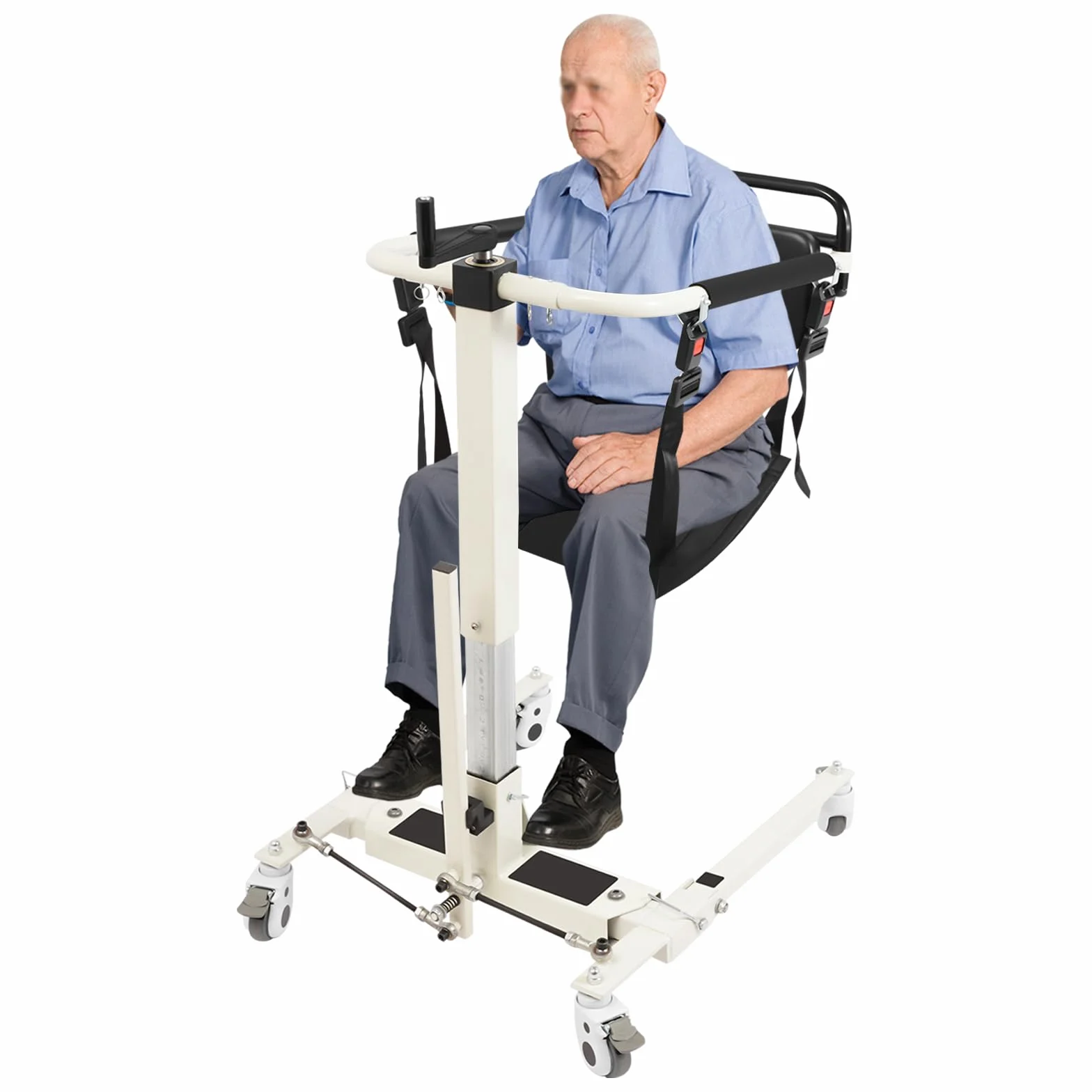 Sedia di trasferimento per pazienti, per la casa e l'auto, altezza della seduta regolabile 35 – 70 cm, capacità utente di 120 kg, adatta per persone con una larghezza del corpo inferiore a 18,5