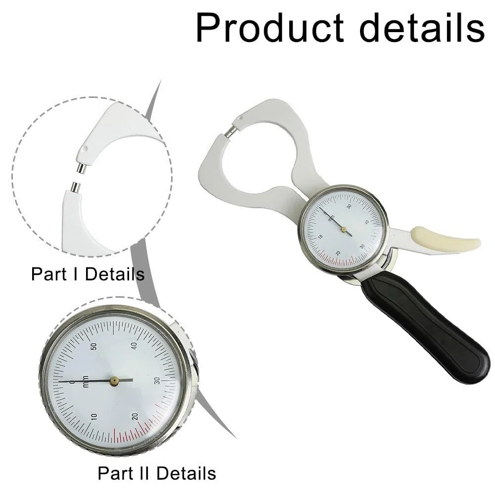 Skinfold - Calibro per misurazione del grasso corporeo, gamma 0-60 mm, struttura in metallo e plastica con design a pressione costante, per gli appassionati di fitness