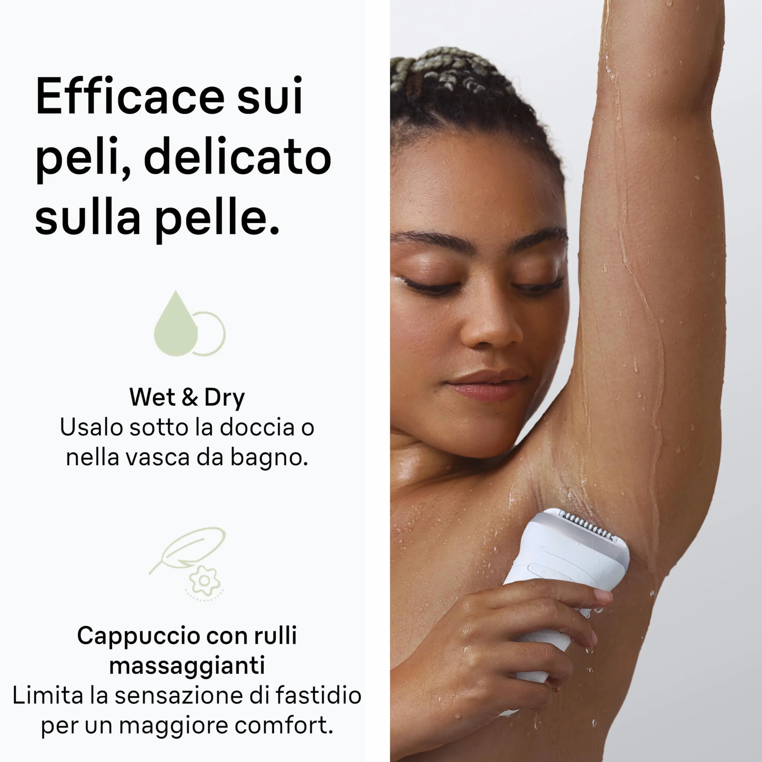 Braun Silk Epil 7 Epilatore Elettrico Donna Wet&Dry Testina Ampia Rimozione Peli, Incluso Testina Radente Cappuccio Regolatore Rifinitore Bikini, Argento