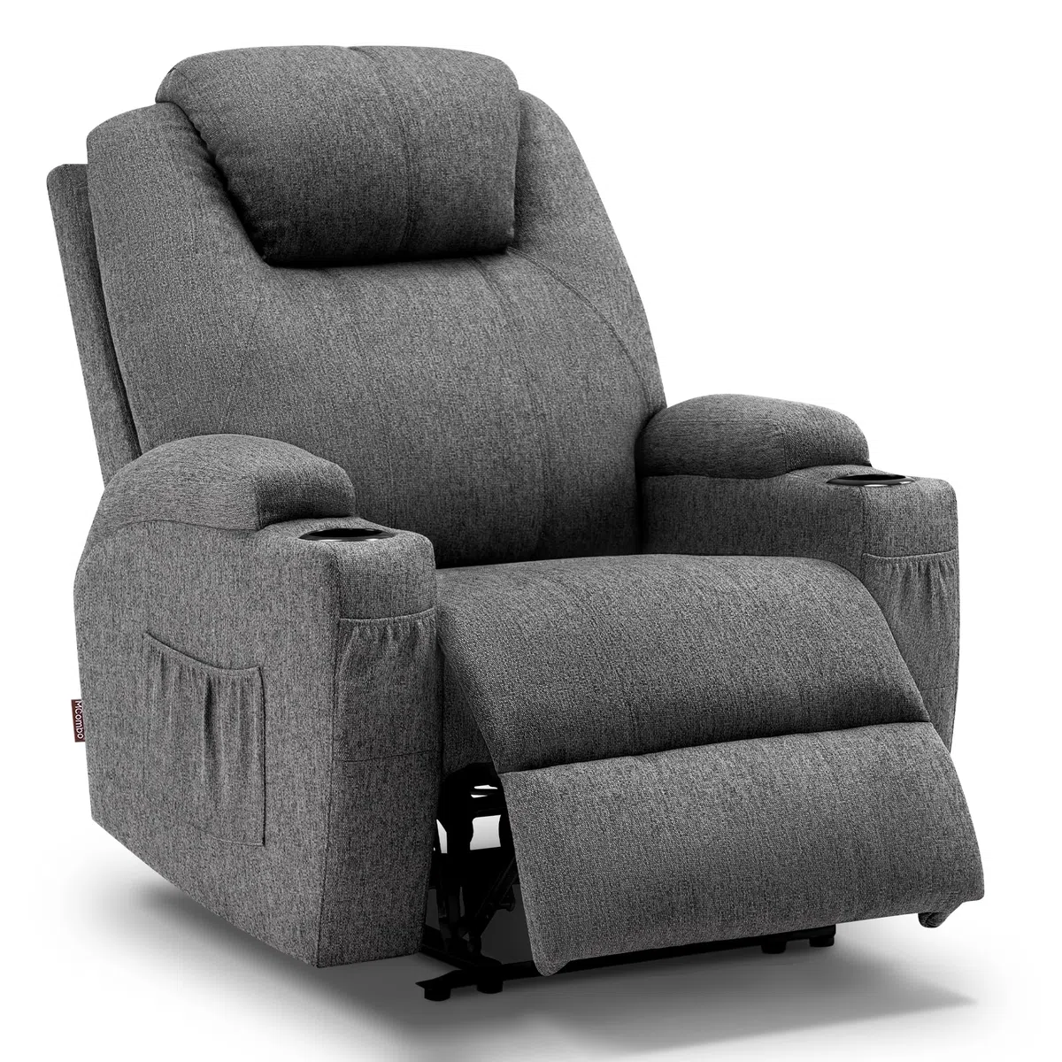 M MCommbo Poltrona relax elettrica Poltrona massaggiante Poltrona TV Funzione reclinabile Riscaldamento a vibrazione Nuovo modello 7061 (Tessuto, Grigio)