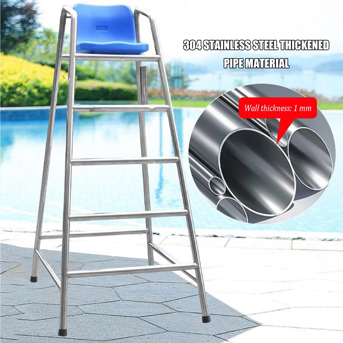 Sedia per Guardie Spiaggia, Alta Postazione di Osservazione per Piscine e Parchi Acquatici, Supporto per Visione Interno/Esterno
