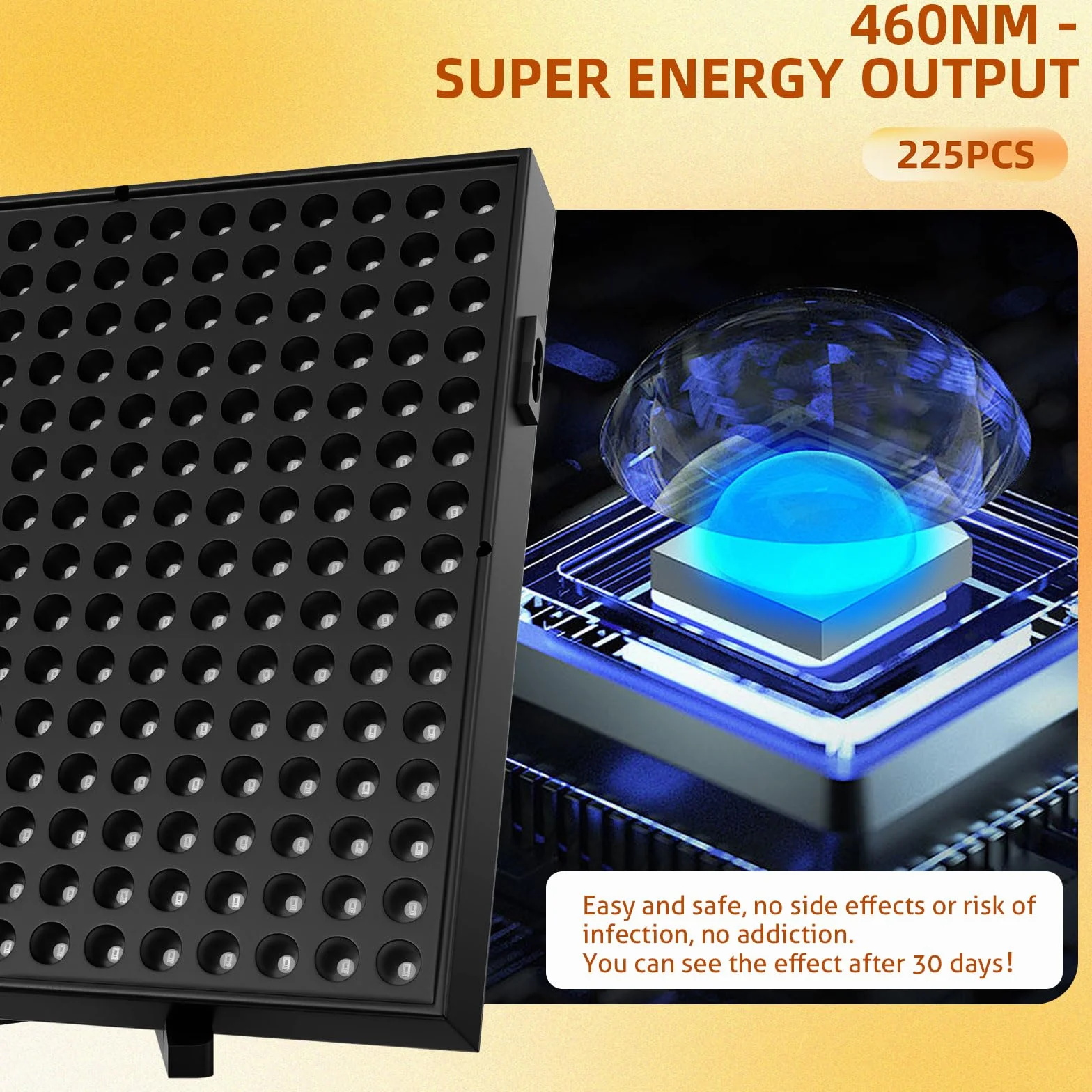 Lampada abbronzante 225 pezzi 460 NM solarium viso supporto regolabile ganci sospesi nero