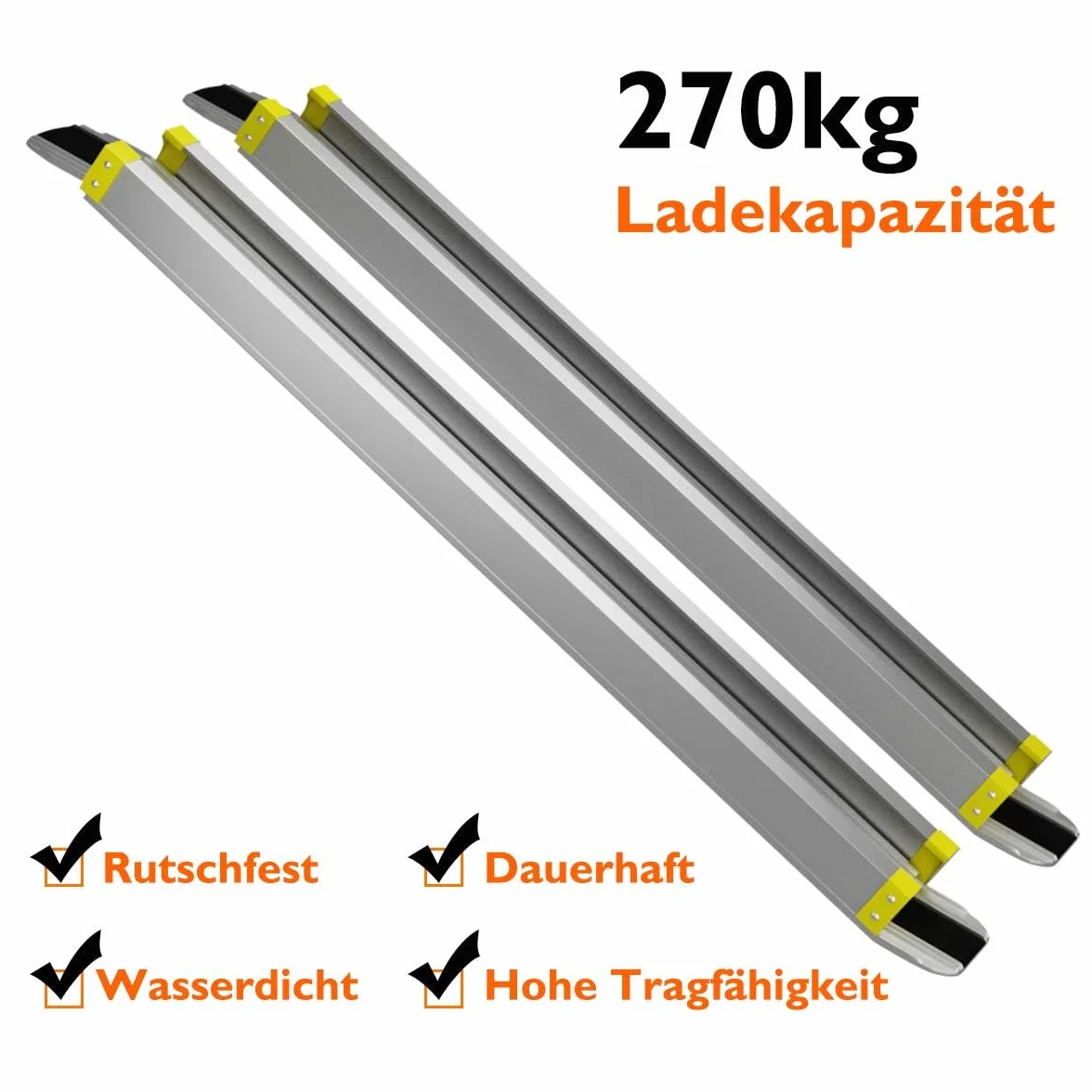 FANTASK 2 rampe in alluminio, 121,5-212,5 cm, rampa per sedia a rotelle con rivestimento antiscivolo, rampa telescopica antiscivolo fino a 270 kg, coppia di rampe telescopiche per sedia a rotelle e