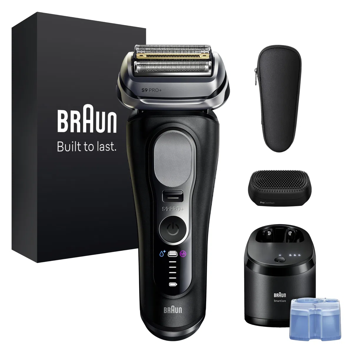 Braun Serie 9 PRO + Rasoio Elettrico Barba, Wet&Dry, 5+1 Lame Di Precisione Ultra Sottili, Regolabarba Uomo, Rasoio Barba, 60 Min Utilizzo, Testina ProComfort, Stazione SmartCare 6in1, 9690CCE, Nero